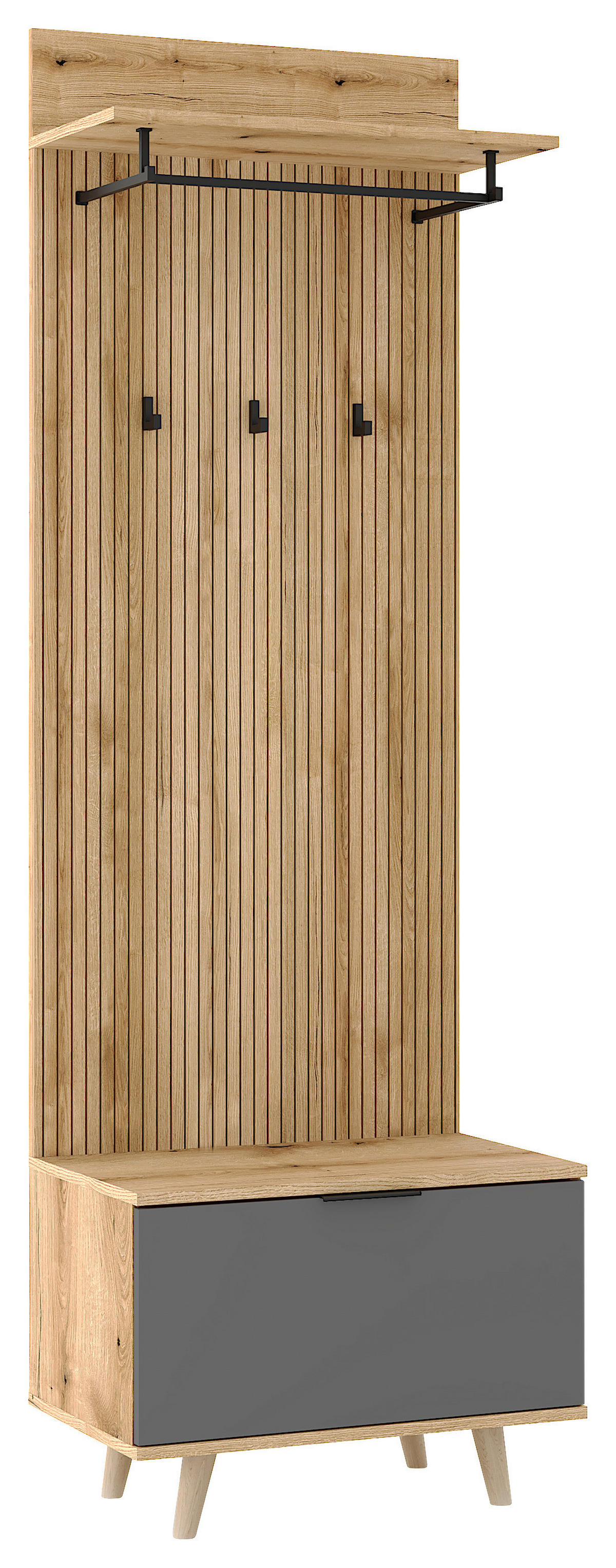 Garderobe NORDIC Eiche Evoke Oak Nachbildung grau B/H/T: ca. 65x204x40 cm NORDIC - Eiche/grau (65,00/204,00/40,00cm) - WIPMEB