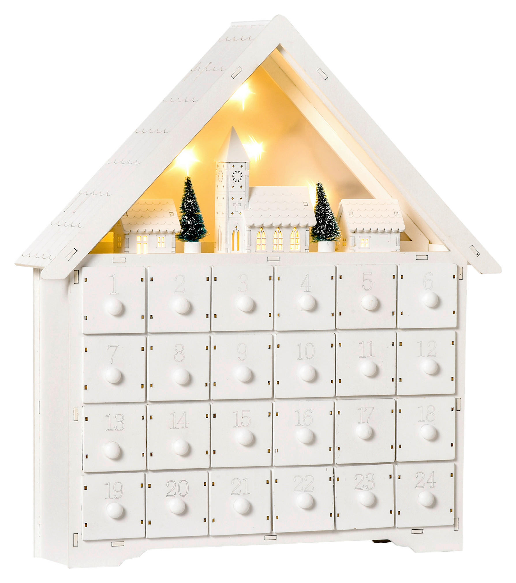 HOMCOM Adventskalender Weihnachts-Adventskalender - weiß (42,00/9,00/39,00cm) - HOMCOM