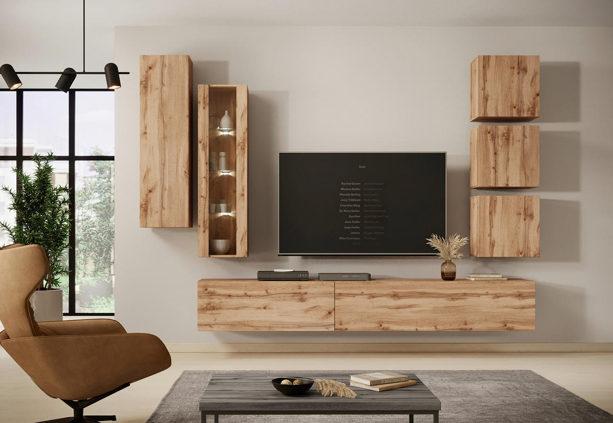 TV-Lowboard VIVIEN Eiche Wotan Nachbildung B/H/T: ca. 140x40x38 cm VIVIEN - Eiche (140,00/40,00/38,00cm) - WIPMEB