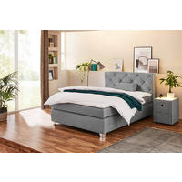 Boxspringbett  grau Flachgewebe Liegefläche B/L: ca. 140x200 cm Finja_H3_Boxspringbett - weiß/Chrom (149,00/106,00/213,00cm)