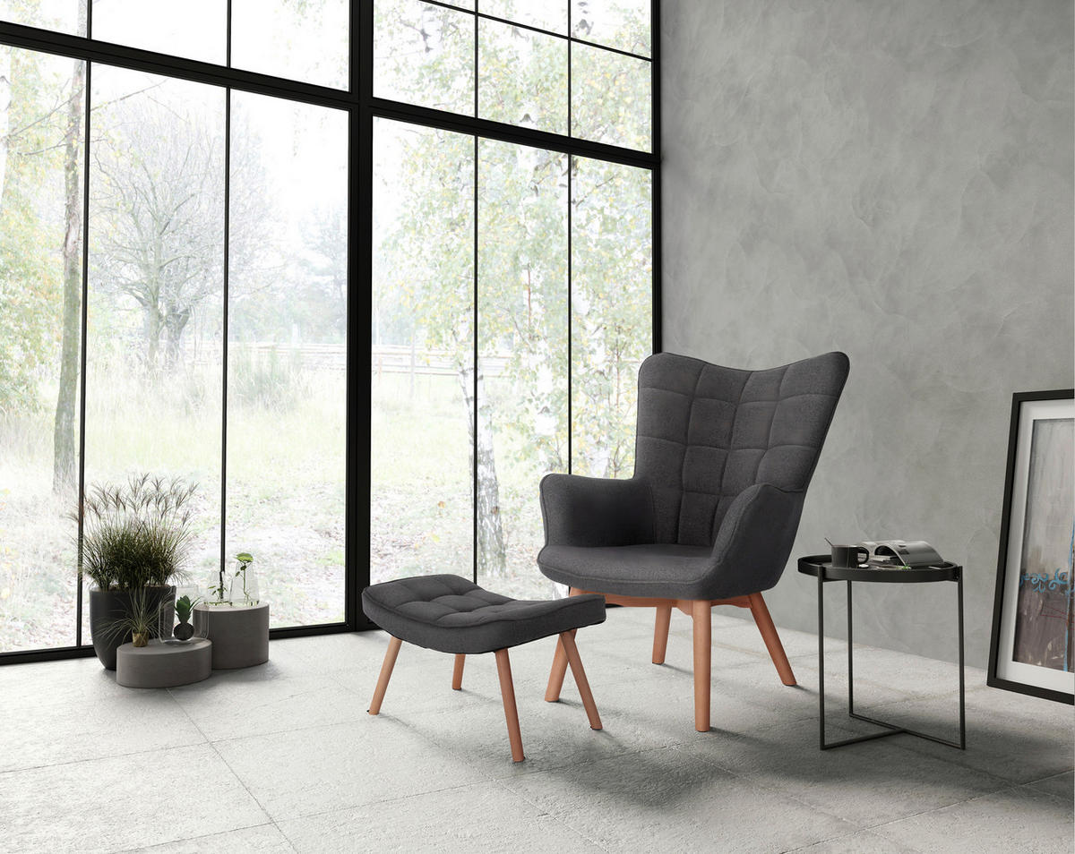 byLIVING Sessel ADAM grau natur Webstoff Buche B/H/T: ca. 72x96x80 cm ▷  online bei POCO kaufen