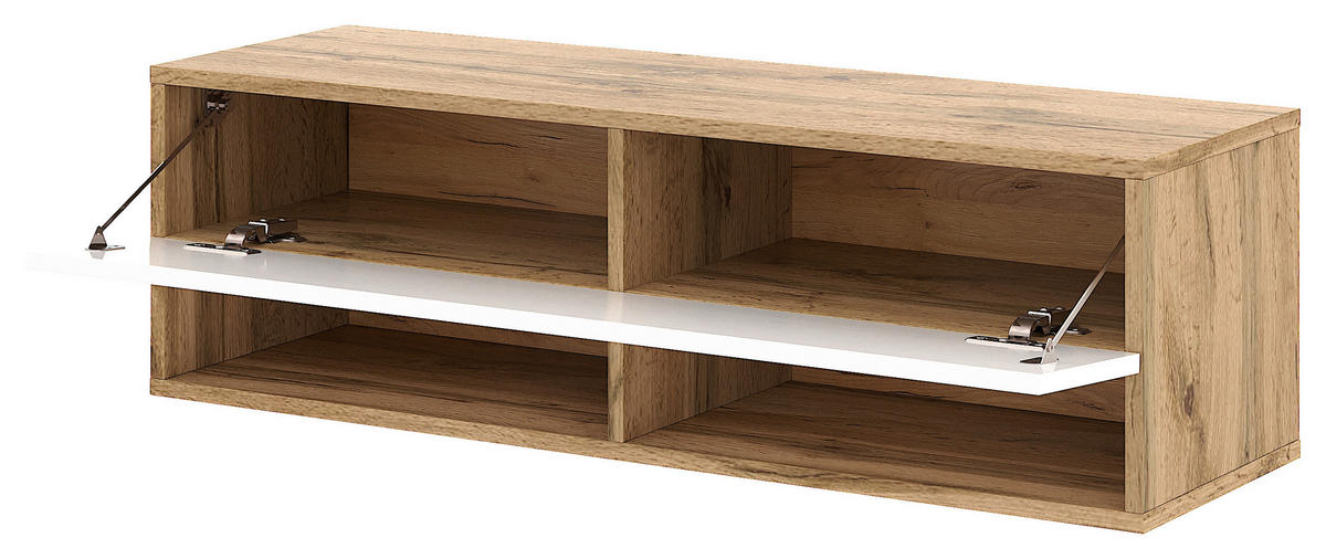 TV-Lowboard TV LOWBOARD DERBY 100 Eiche Wotan Nachbildung weiß glänzend B/H/T: ca. 100x32,5x31,5 cm TV LOWBOARD DERBY 100 - Eiche/weiß (100,00/32,50/31,50cm) - WIPMEB