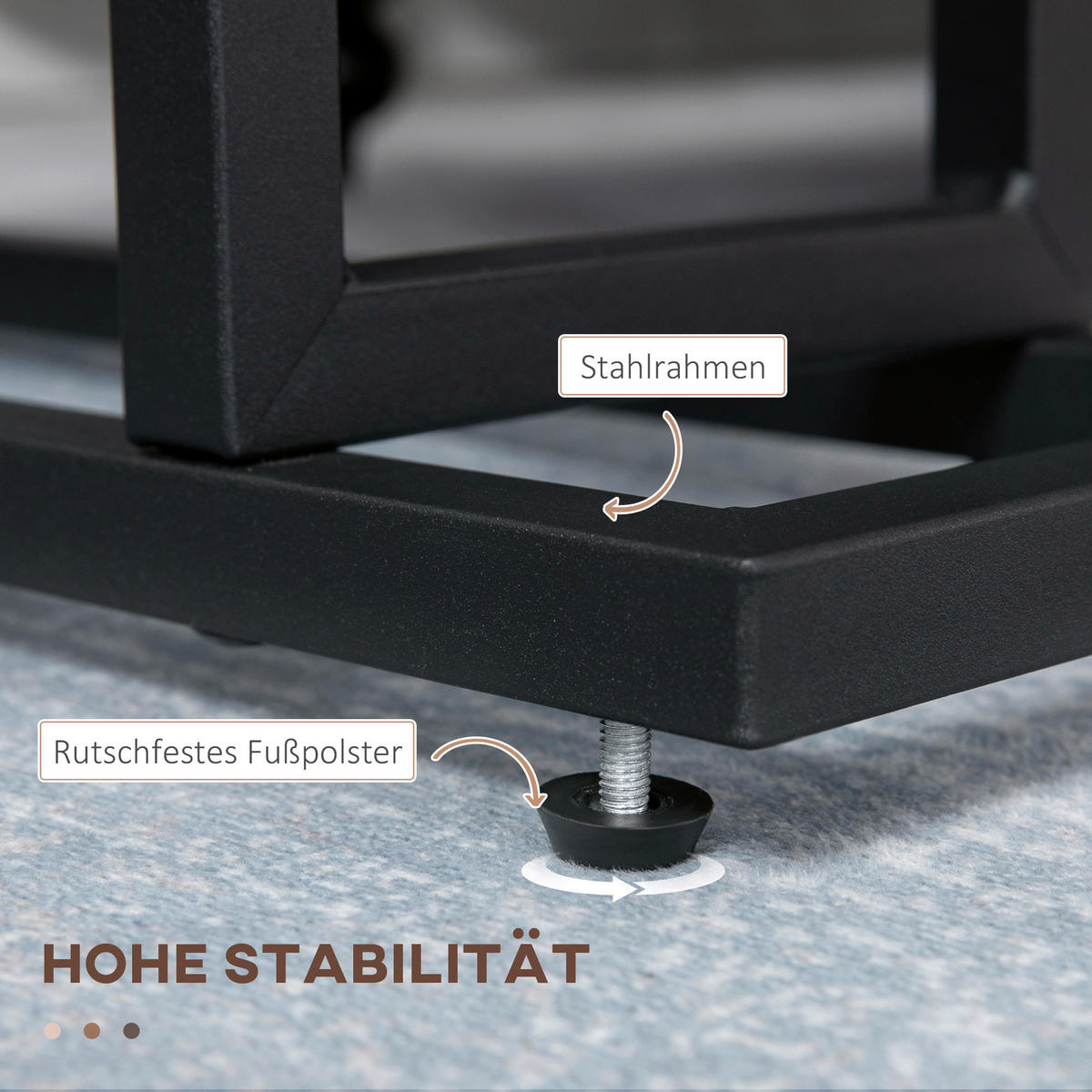 HOMCOM Beistelltisch schwarz Spanplatte B/H/L: ca. 19x49x55 cm Beistelltisch - dunkelbraun/schwarz (55,00/19,00/49,00cm) - HOMCOM