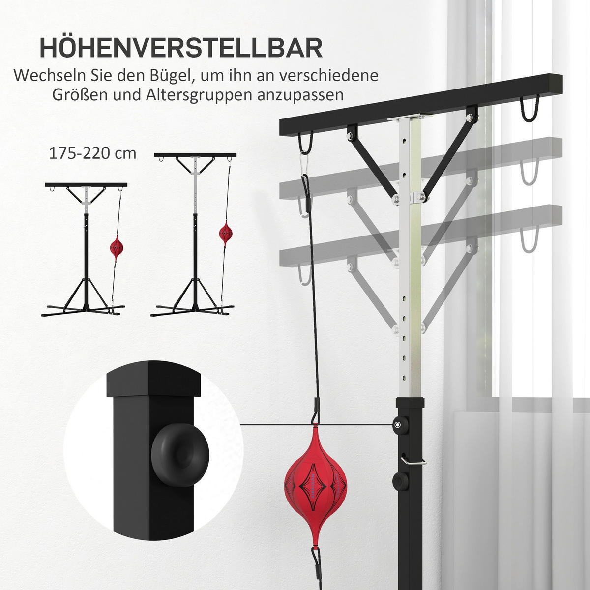 SPORTNOW Boxsackständer schwarz Stahl B/H/L: ca. 145x220x160 cm Boxsackständer - schwarz (160,00/145,00/220,00cm) - SPORTNOW