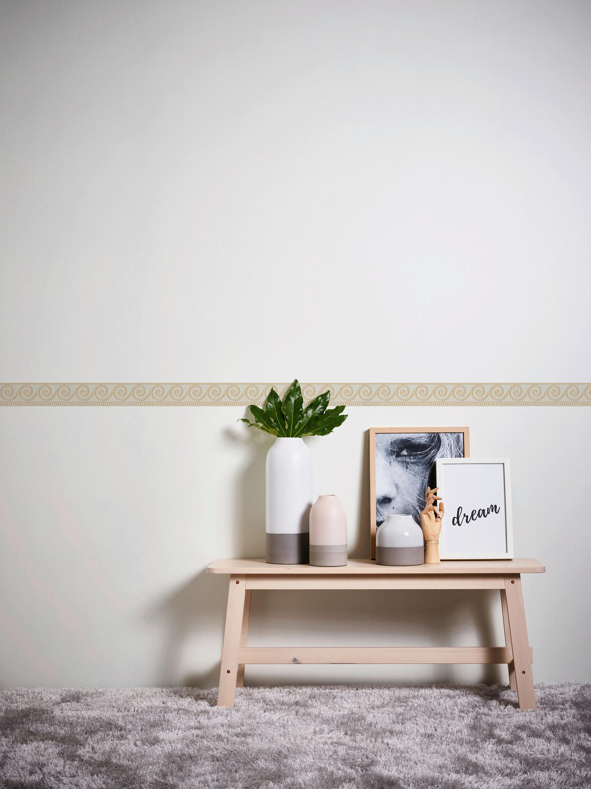 A.S.Creation Bordüre beige weiß B/H/D: ca. 5x500x8 cm Bordüre_selbstklebend - beige/weiß (8,00/500,00cm) - A.S.Creation