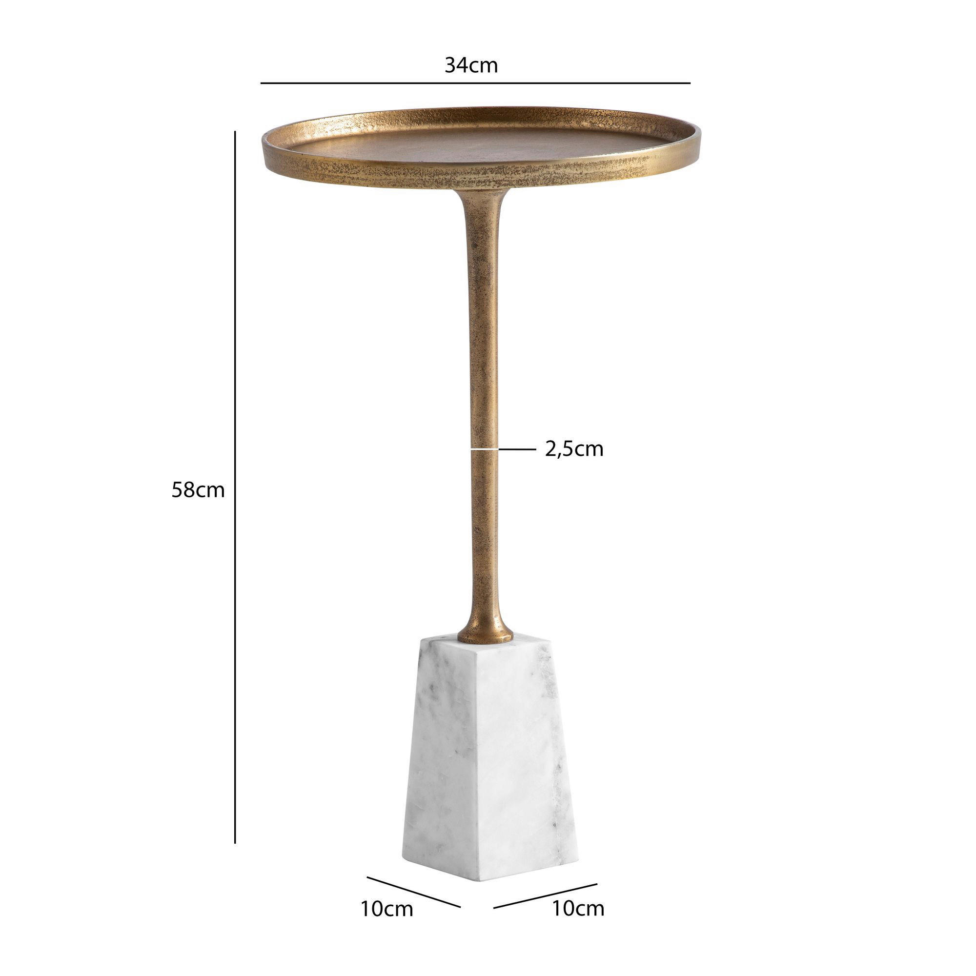 Thumbnail - Beistelltisch gold Optik Marmor B/H/T: ca. 34x58x34 cm