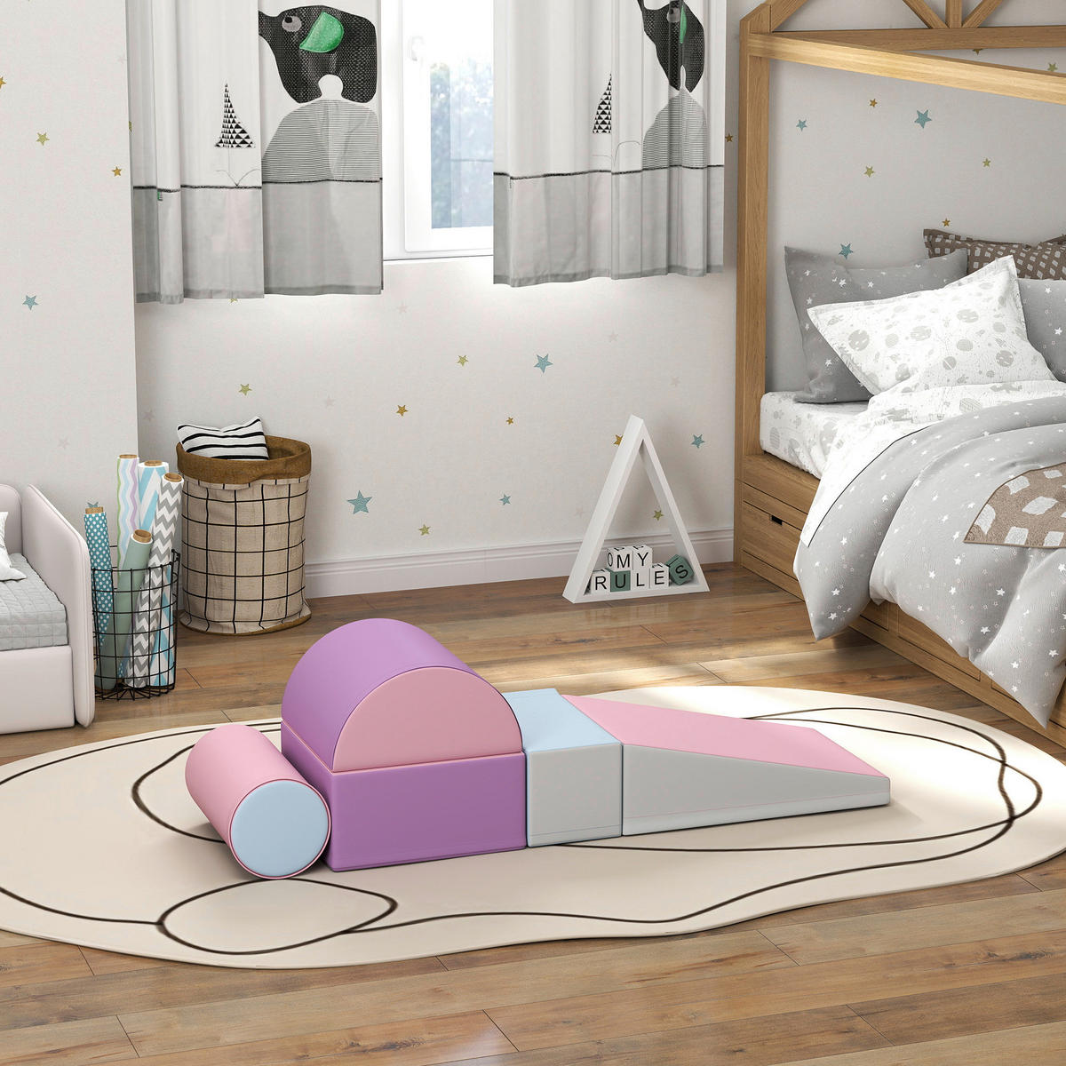 HOMCOM Bausteinset B/H/L: ca. 40,6x20,3x40,6 cm Bausteinset - multicolor (40,60/40,60/20,30cm) - HOMCOM
