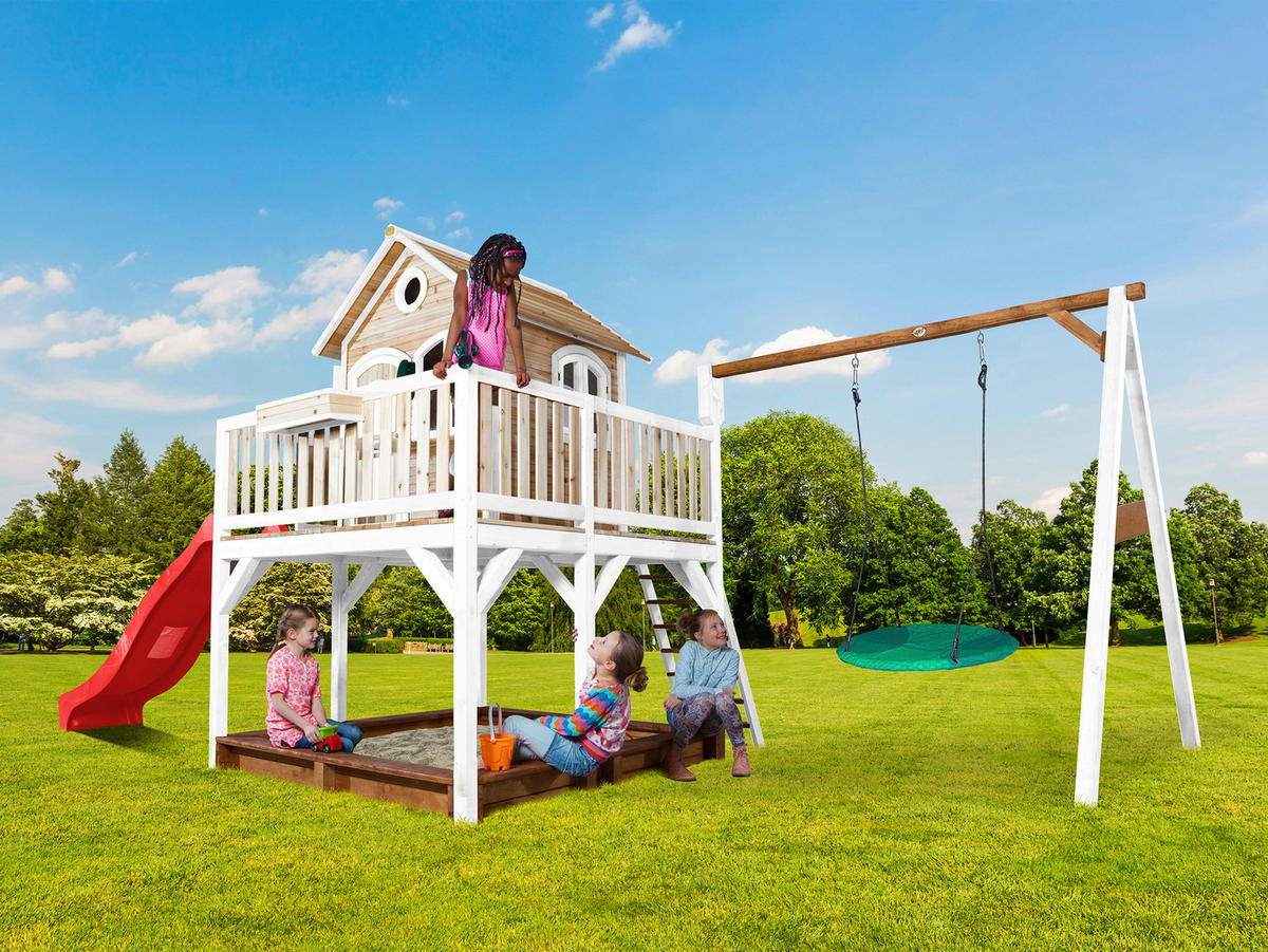 AXI Spielhaus Liam braun B/H/L: ca. 541x291x277 cm Liam - braun/weiß (277,00/541,00/291,00cm) - AXI