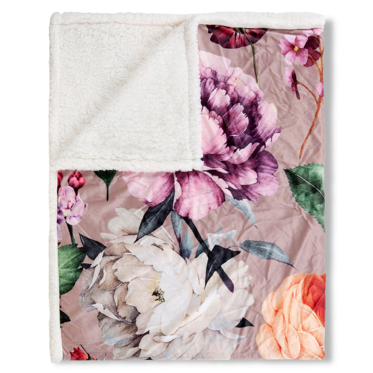 Wohndecke Fiori Polysamt Fiori - taupe (130,00/160,00cm) - Descanso