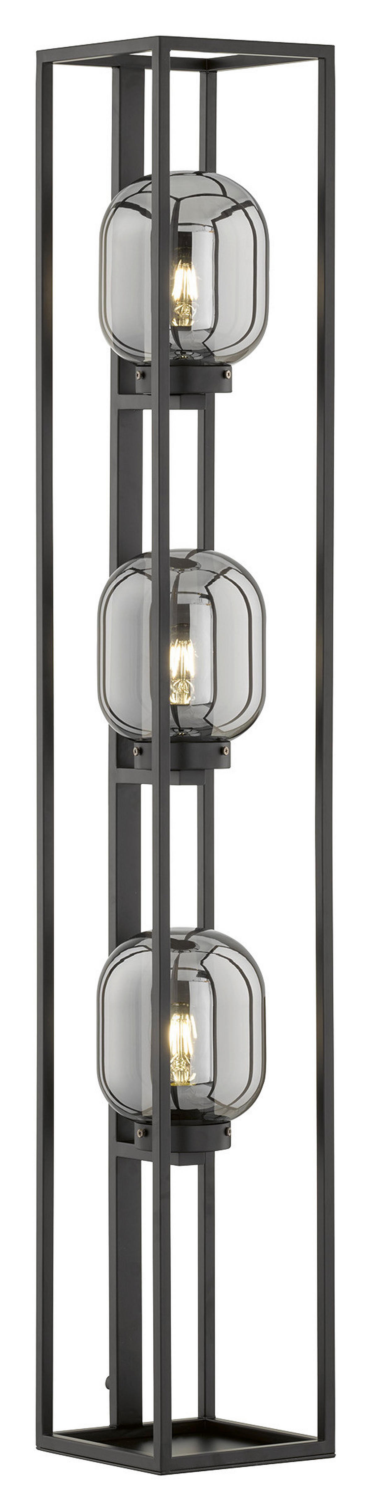 Fischer & Honsel Stehleuchte 40403 Rauch schwarz Glas Metall B/H/T: ca. 20x130x20 cm E27 3 Brennstellen Regi - schwarz/Rauch (20,00/130,00/20,00cm) - Fischer & Honsel