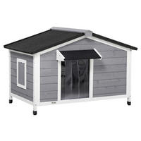 PawHut Hundehütte weiß Holz B/H/L: ca. 79x72x109 cm Hundehütte - weiß/schwarz (109,00/79,00/72,00cm) - PawHut