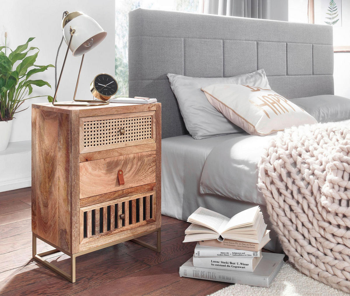 Nachtkonsole braun B/H/T: ca. 40x60x30 cm Nachtkonsole - braun (40,00/60,00/30,00cm) - Wohnling