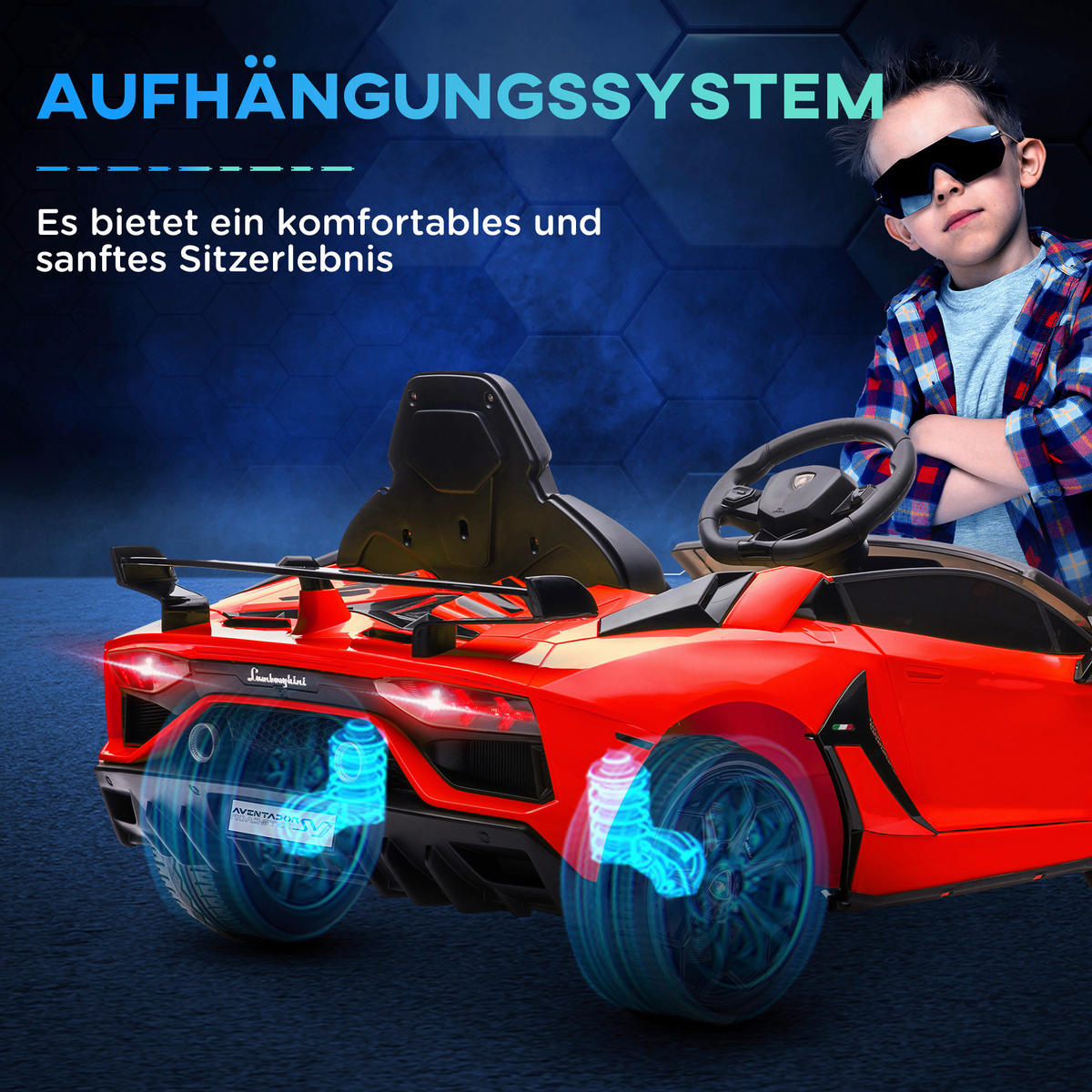 HOMCOM Kinderauto rot B/H/L: ca. 63x107,5x42 cm Kinderfahrzeug - rot (42,00/63,00/107,50cm) - HOMCOM