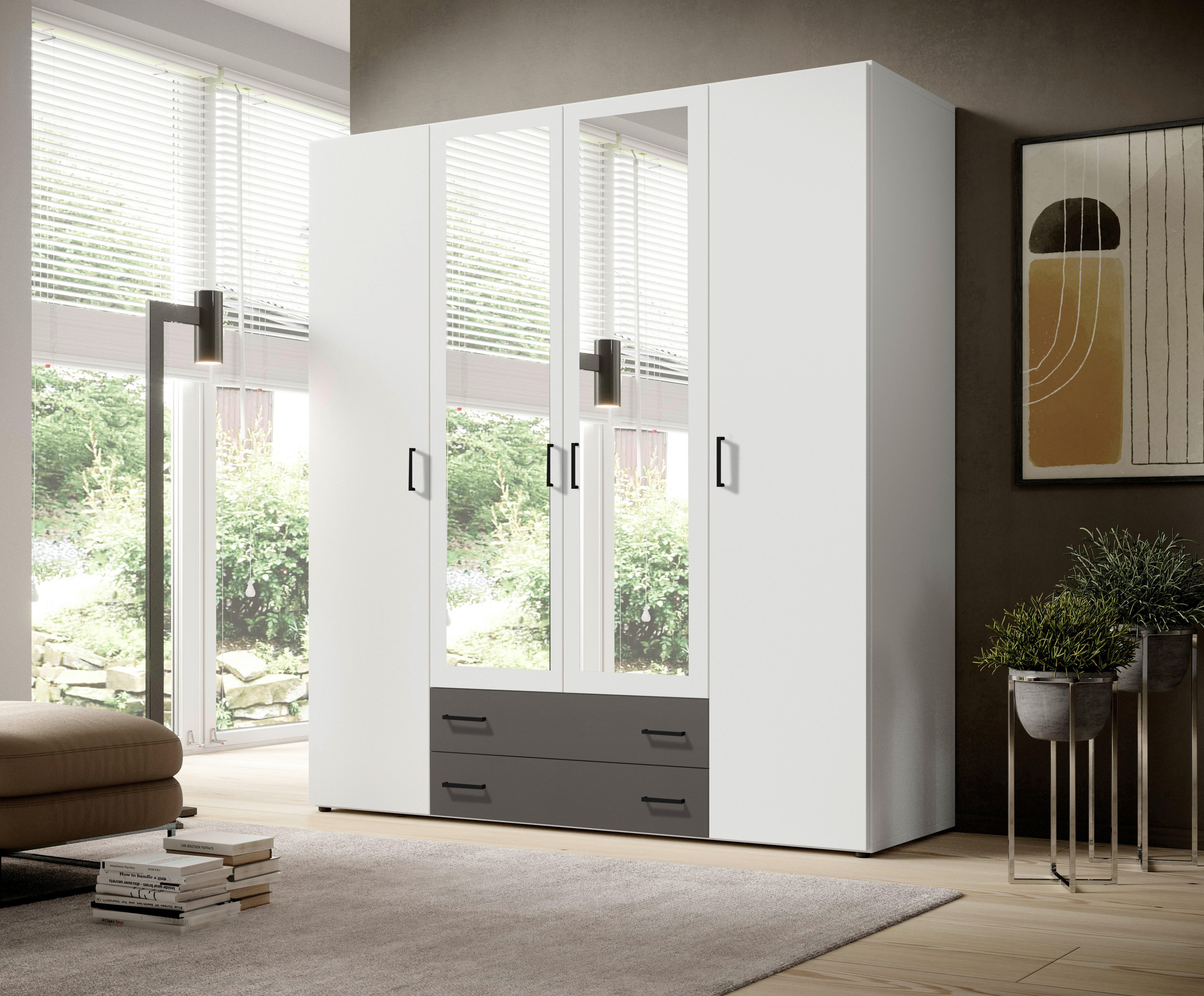 Kleiderschrank Base 4 weiß B/H/T: ca. 161x176x51 cm Base 4 - weiß/Graphit (161,00/176,00/51,00cm)