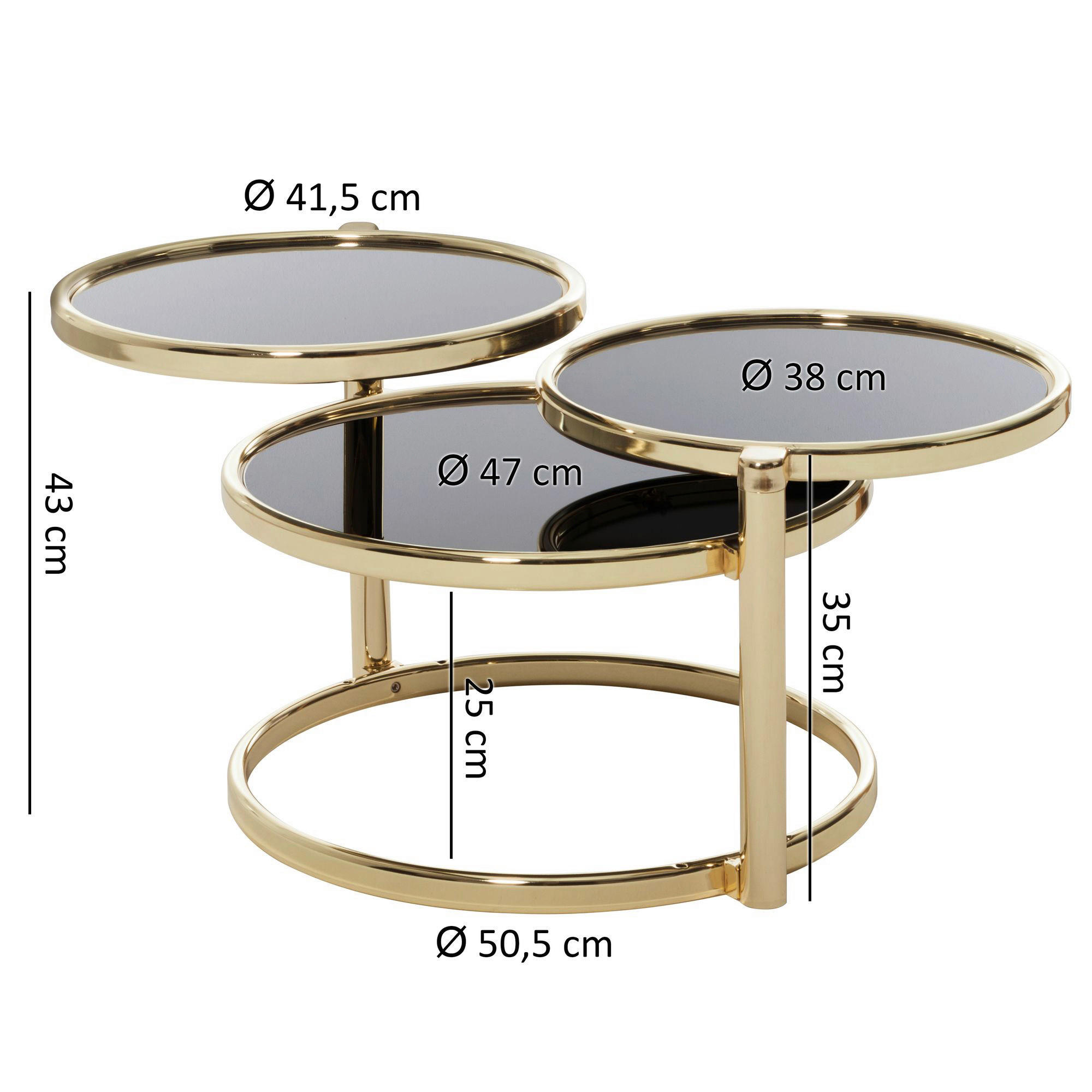 Couchtisch schwarz gold lackiert B/H/T: ca. 58x43x58 cm Couchtisch - gold/schwarz (58,00/43,00/58,00cm) - Wohnling