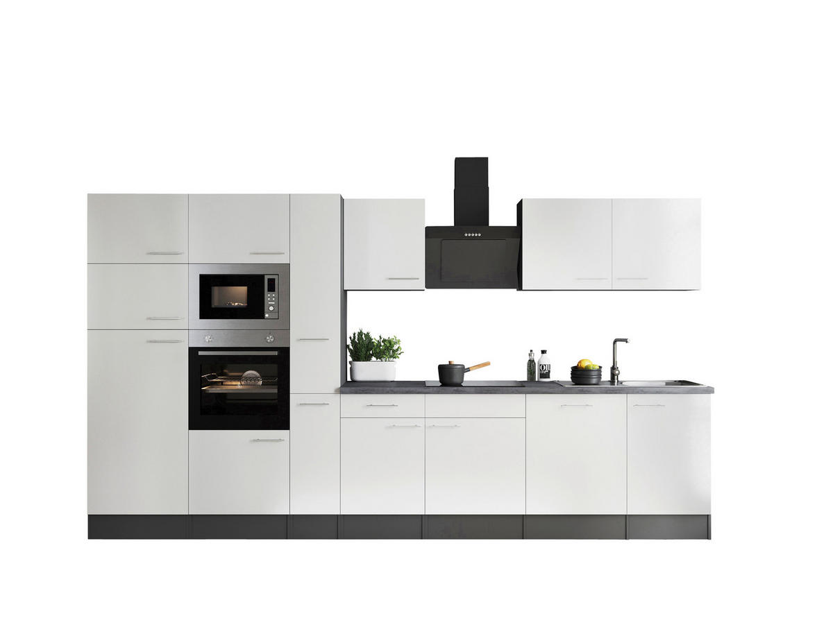 Küchenblock Oliver B/H/T: ca. 370x205x60 cm Oliver - weiß/granit (370,00/205,00/60,00cm) - Respekta