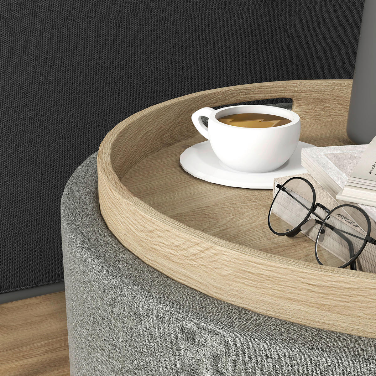HOMCOM Hocker grau B/H/L: ca. 56x56x42 cm Polsterhocker - grau (42,00/56,00/56,00cm) - HOMCOM