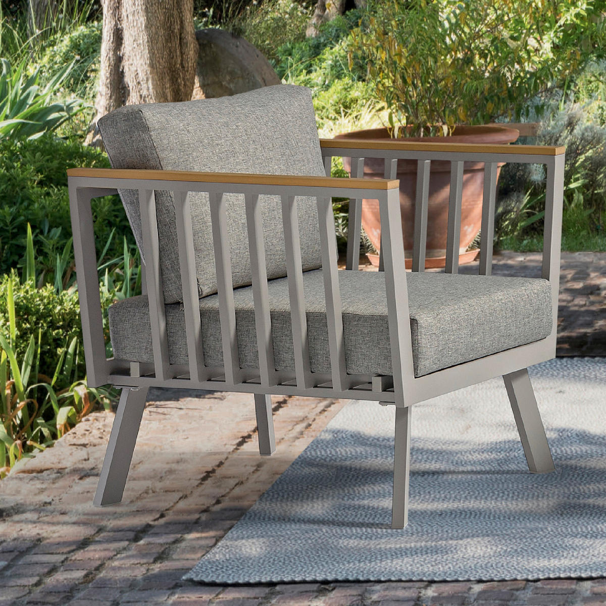 Acamp Loungeset Gondola grau Aluminium B/H/T: ca. 175x70x80 cm Gondola - grau (175,00/70,00/80,00cm) - Acamp