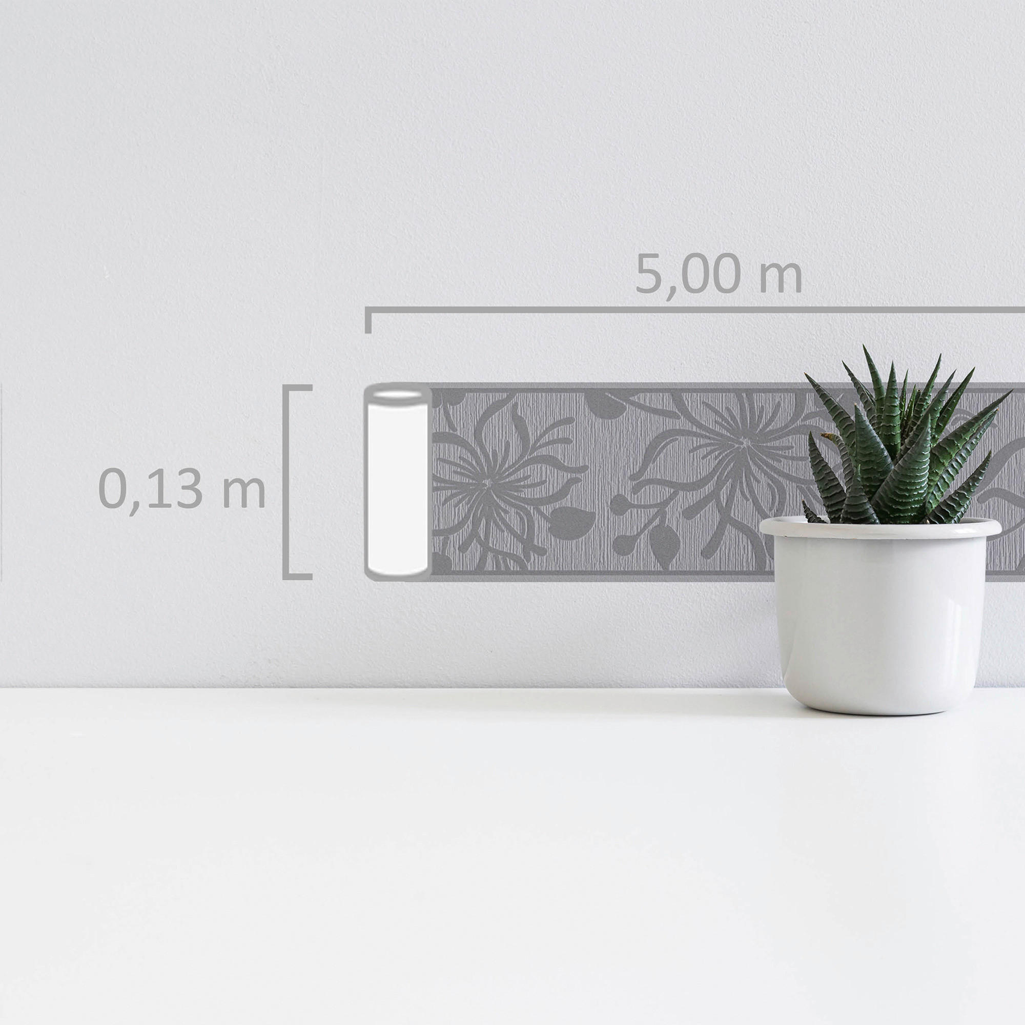 Thumbnail - Borte Blumenranke grau B/L: ca. 13x500 cm