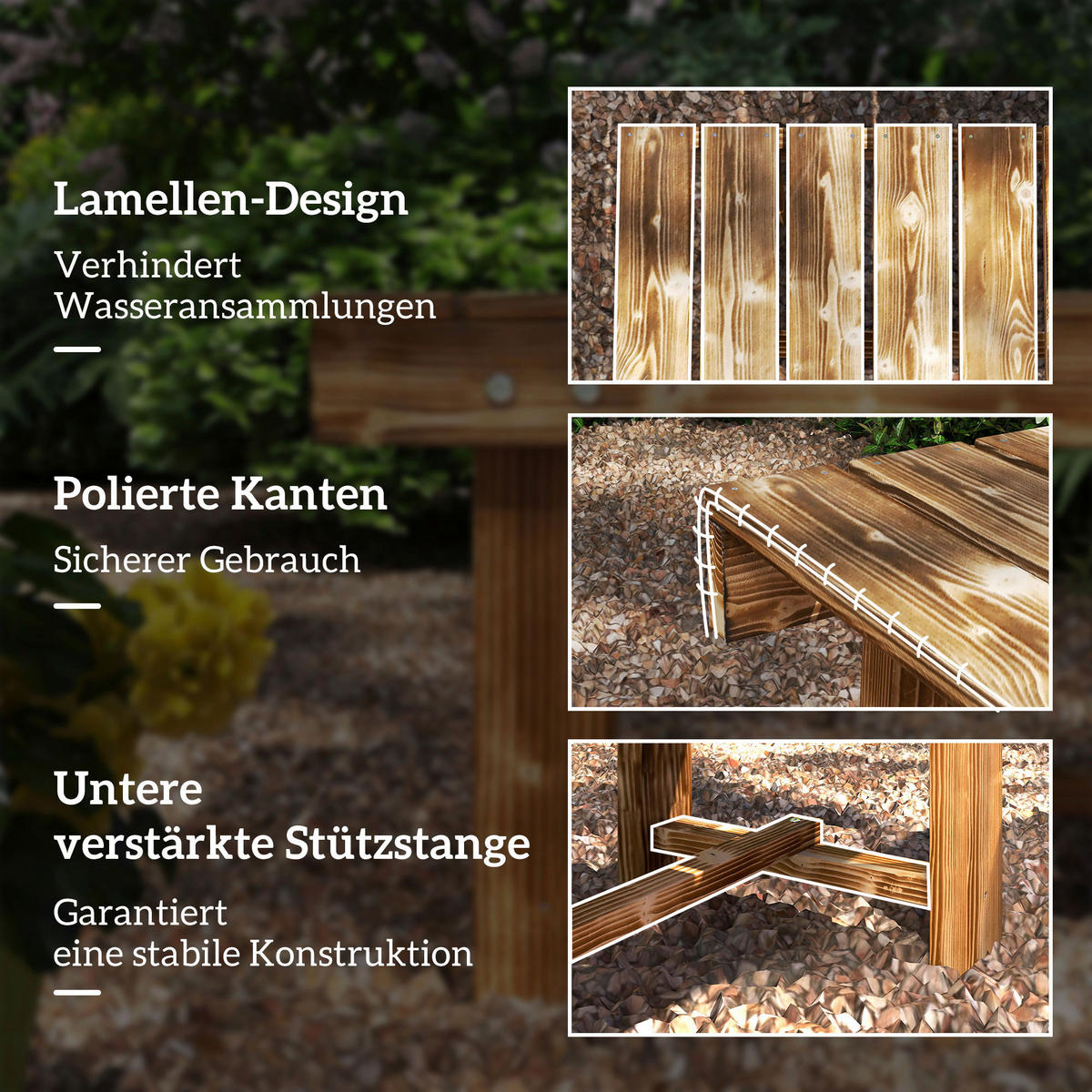 Outsunny Gartenbank braun Holz B/H/L: ca. 38x35x110 cm Gartenbank - braun (110,00/38,00/35,00cm) - Outsunny