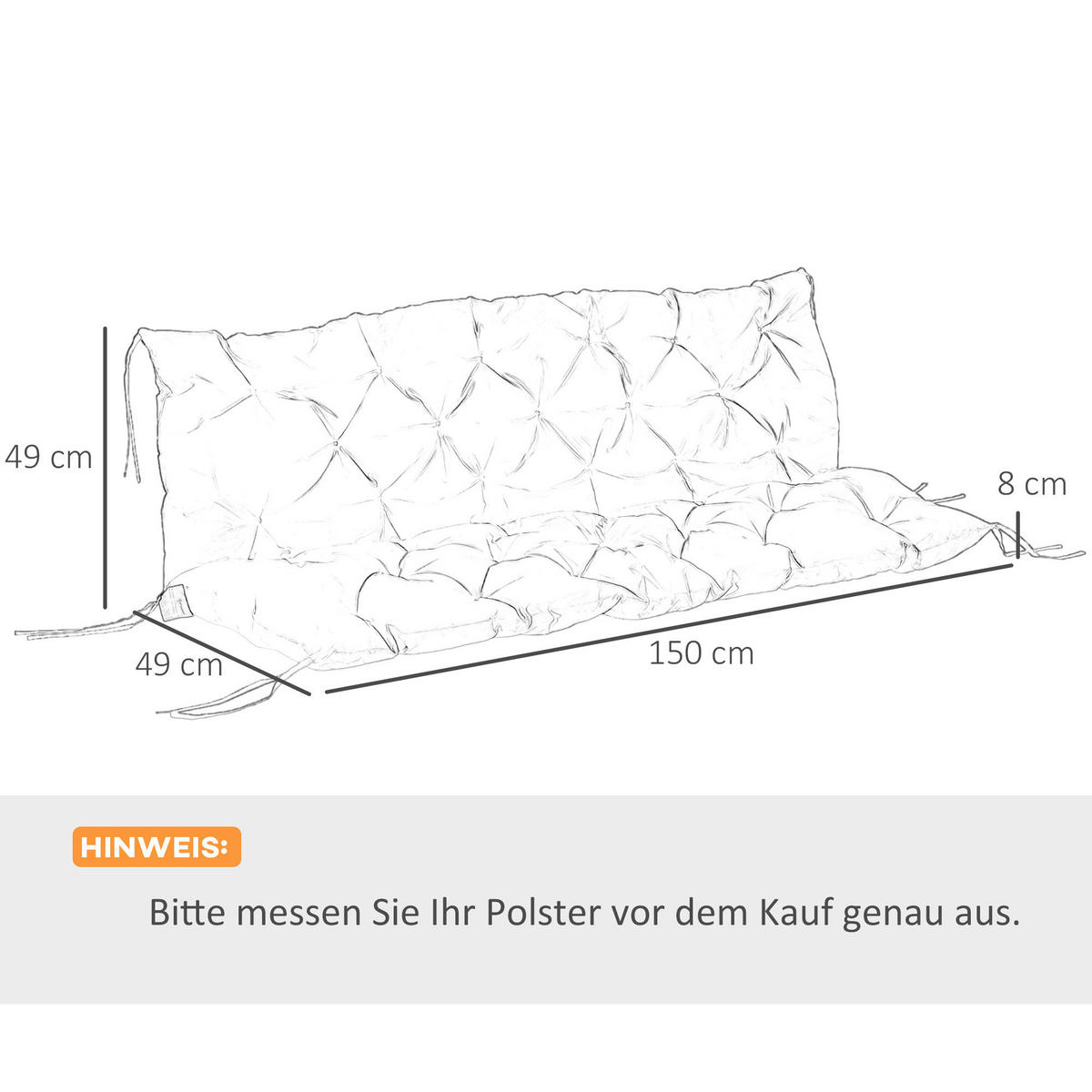 Outsunny Bankauflage rot Polyester B/H/L: ca. 150x8x98 cm Bankauflage - rot (98,00/150,00/8,00cm) - Outsunny