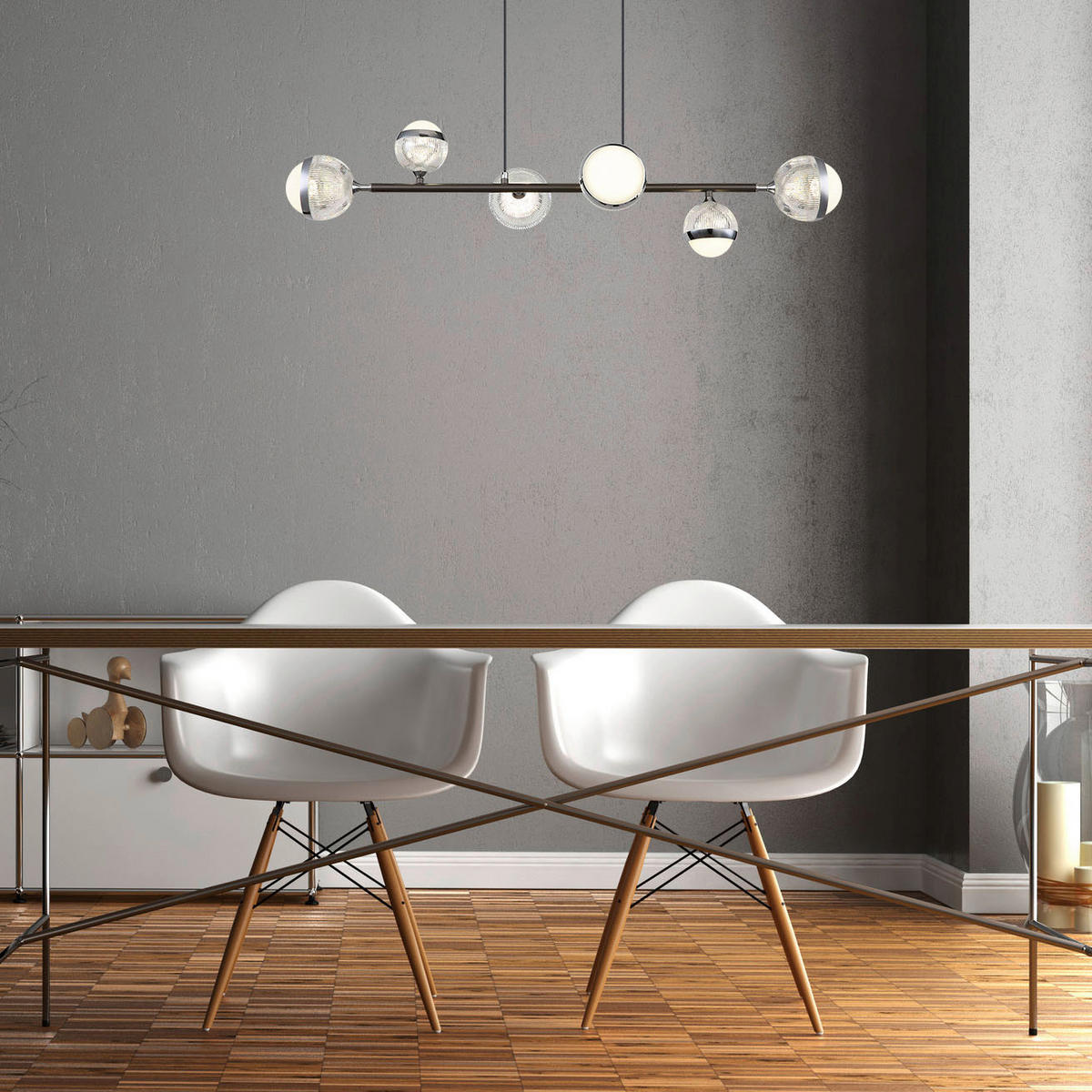 GLOBO LED-Pendelleuchte Chrom transparent titanfarbig Acryl Metall Aluminium B/H/T: ca. 28x120x91 cm UNTSY - titanfarbig/Chrom (28,00/120,00/91,00cm) - GLOBO