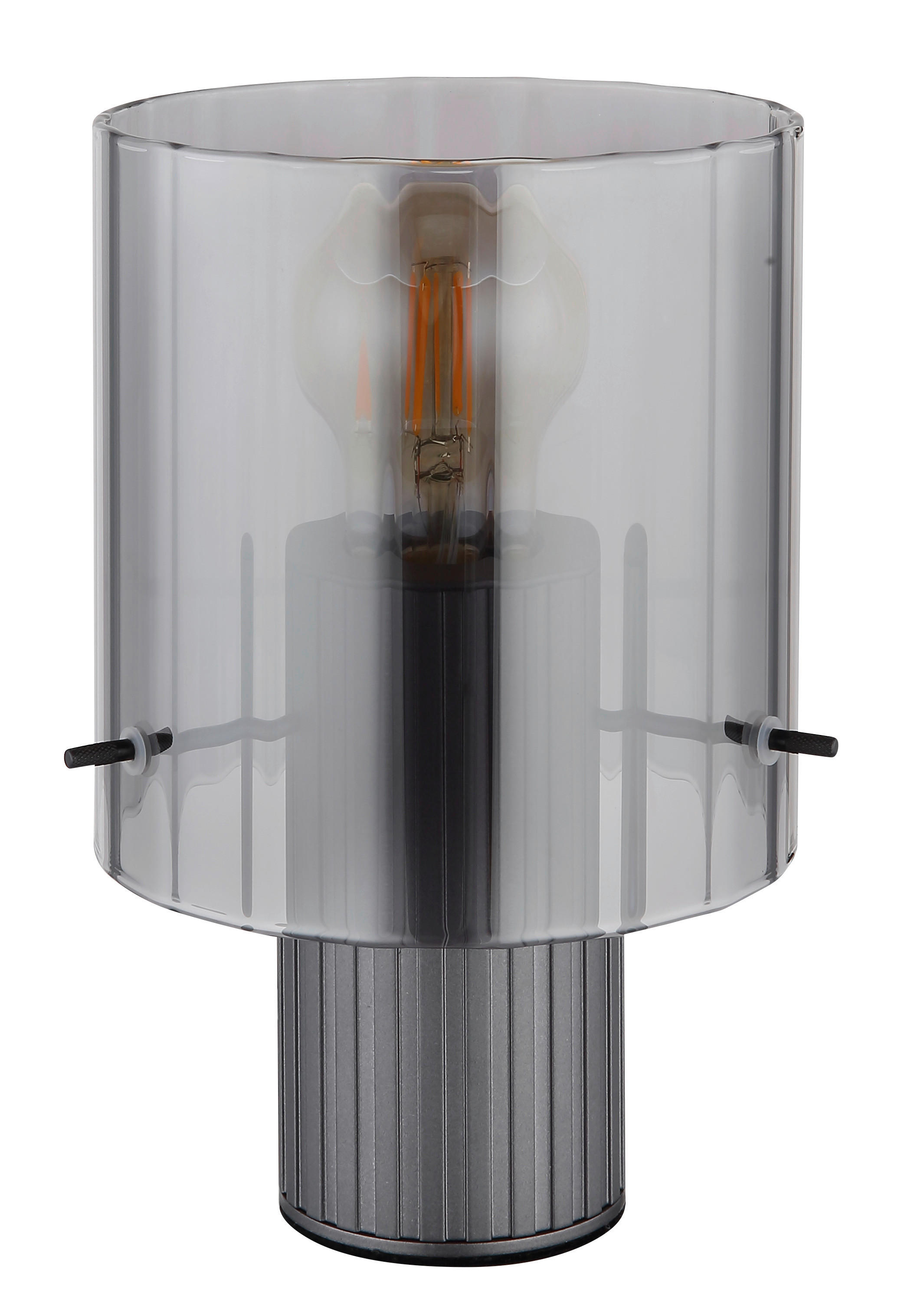 Thumbnail - GLOBO Tischleuchte TULIVAR 15904TS schwarz Rauch dunkelgrau Textil Metall Glas H/D: ca. 22x14 cm E27 1 Brennstellen