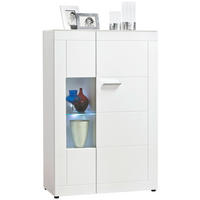 Standvitrine Atlanta weiß weiß Hochglanz B/H/T: ca. 90x137x40 cm Atlanta - weiß/silber (90,00/137,00/40,00cm)