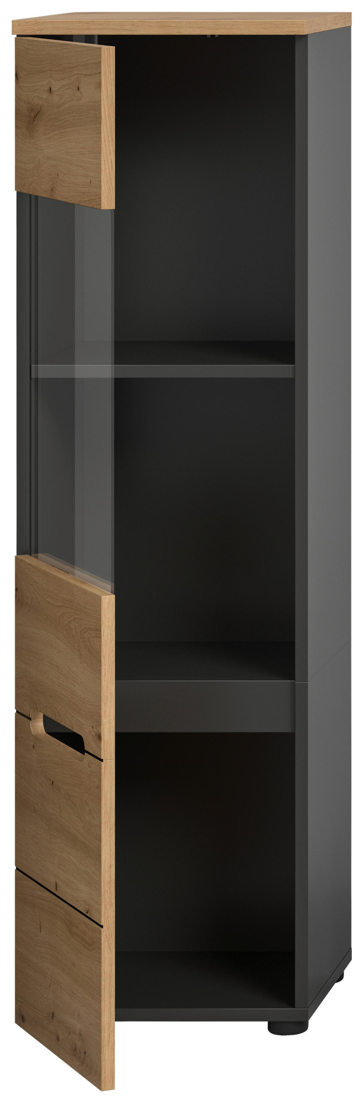 Vitrine Canu basaltgrau Nachbildung Artisan Oak Nachbildung B/H/T: ca. 36x125x33 cm Canu - basaltgrau (36,00/125,00/33,00cm) - xonox.home