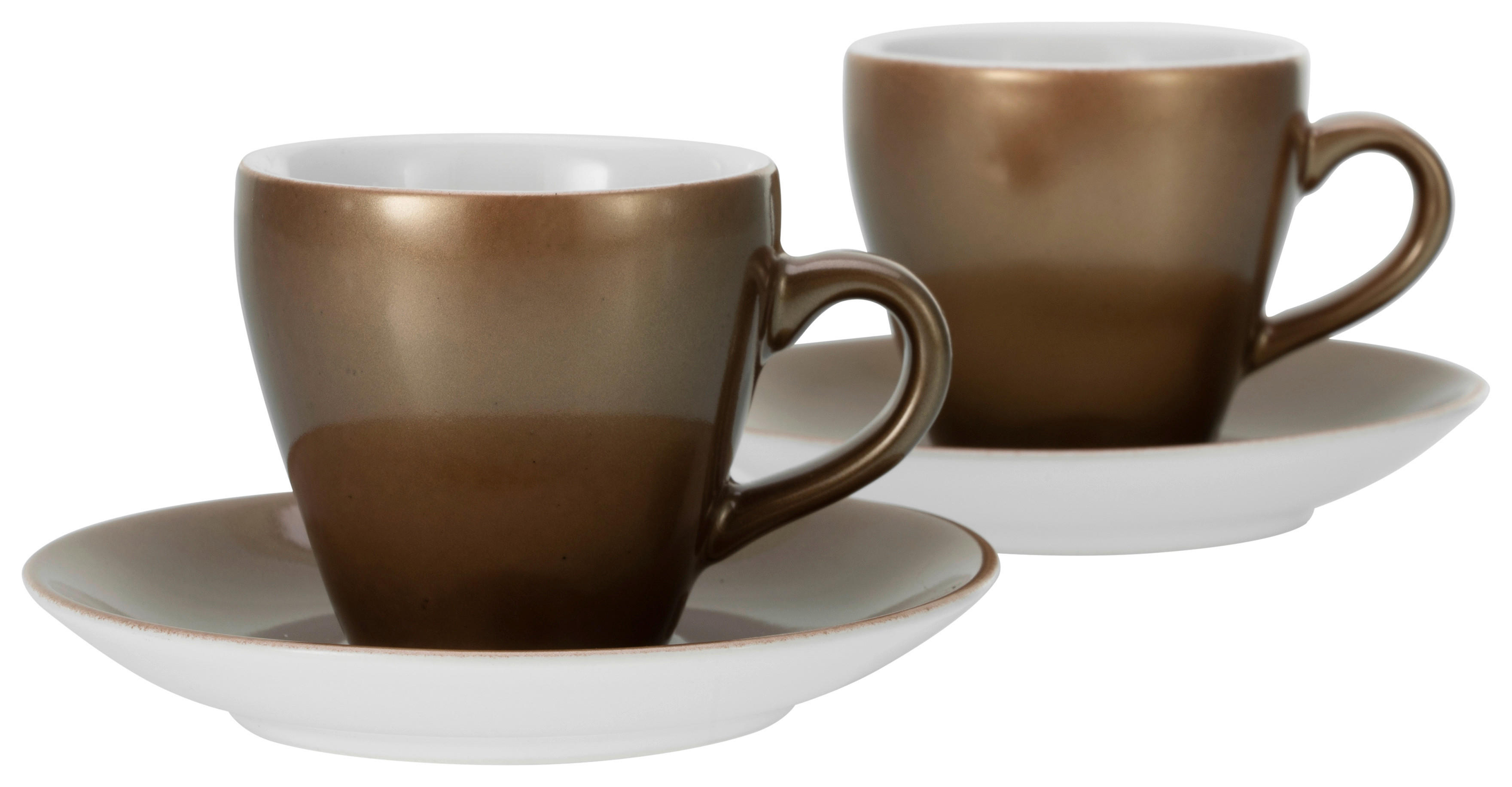 CreaTable Espressotassenset Golden Days gold Steinzeug 4 tlg. Golden Days - gold/weiß - CreaTable