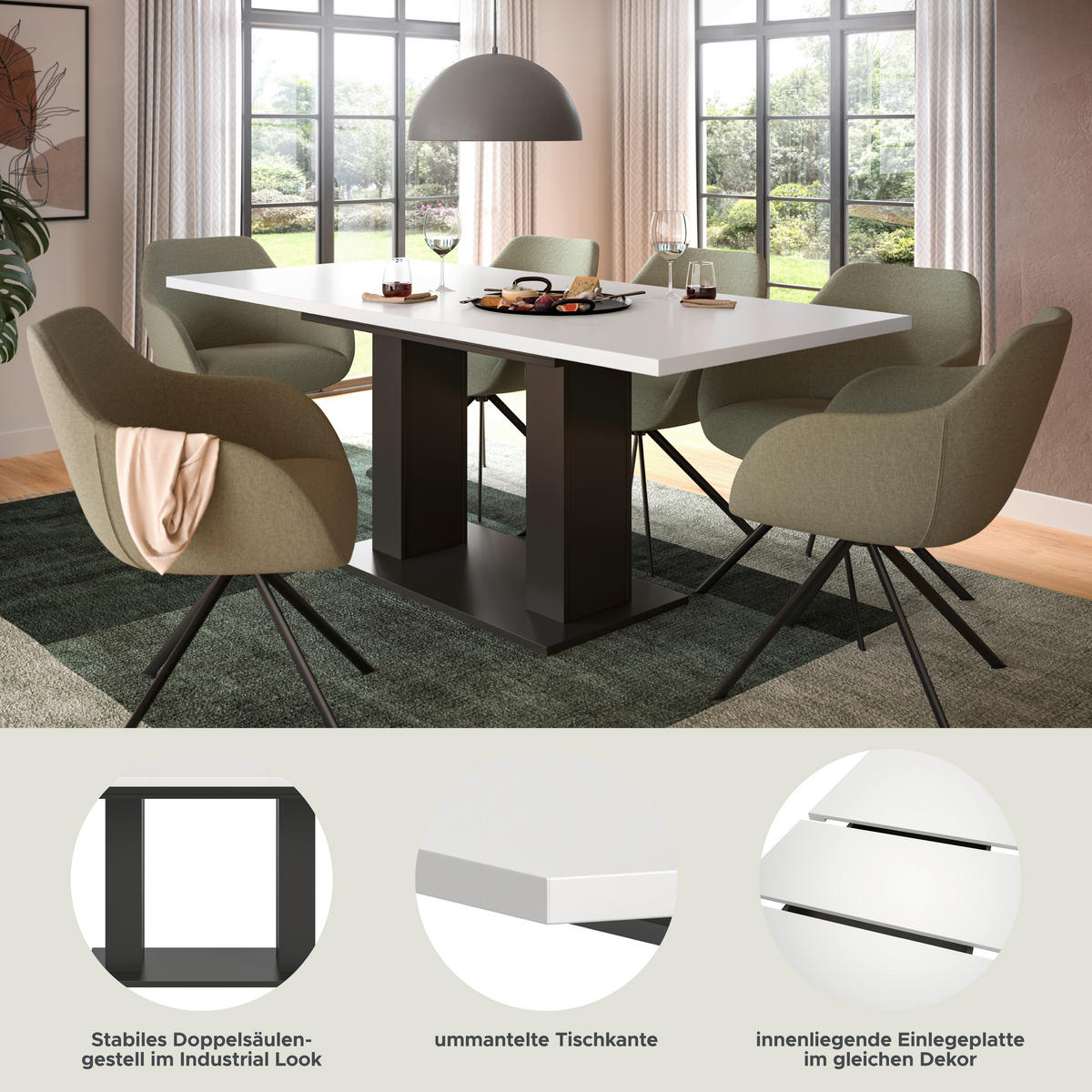 Esstisch MOTION grau B/H/T: ca. 150x76x90 cm MOTION - grau (150,00/76,00/90,00cm) - xonox.home