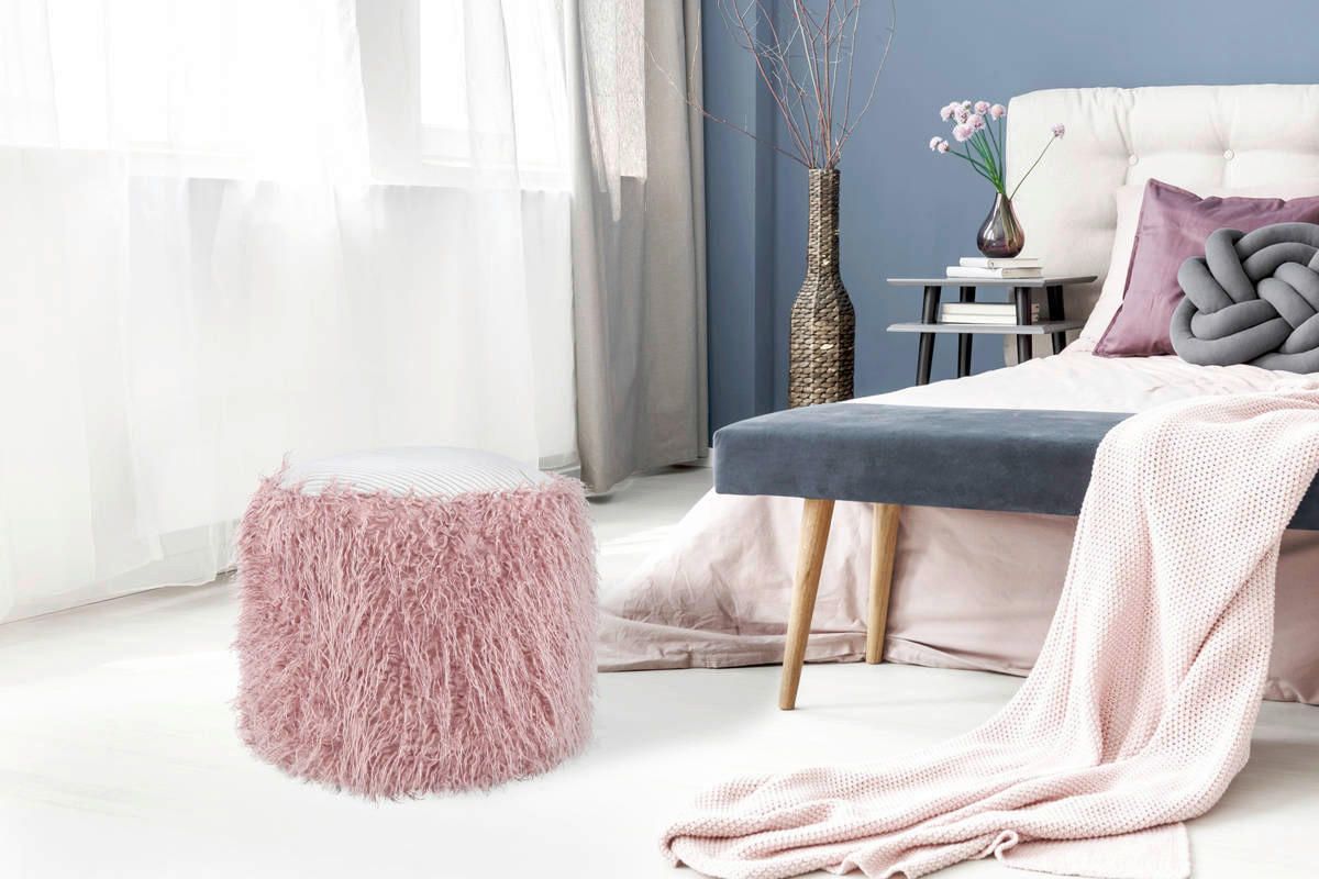 360 Living Hocker Bobtail 100 rosa grau Kord Kunstfell Styropor H/D: ca. 38x45 cm Bobtail 100 - rosa/grau (45,00/38,00cm) - 360 Living
