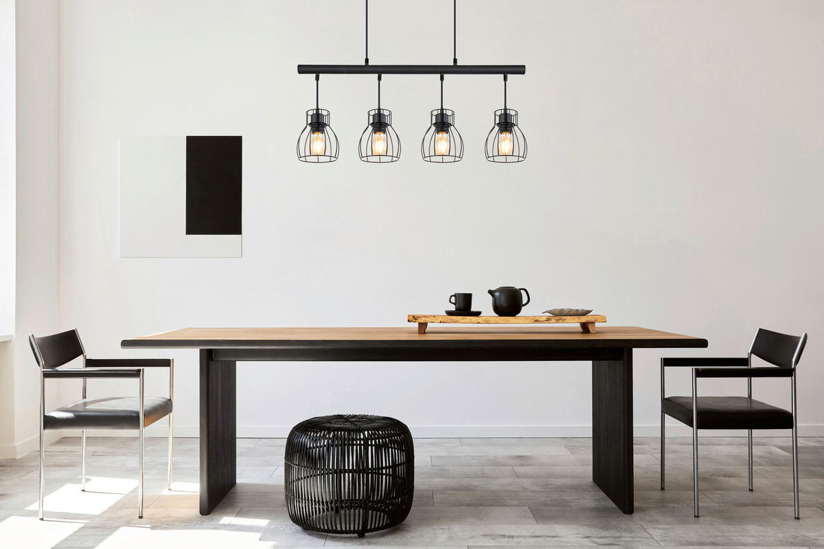 GLOBO LED-Pendelleuchte mattschwarz Metall B/H/T: ca. 14x120x77 cm 4.0 Brennstellen MINA - mattschwarz (14,00/120,00/77,00cm) - GLOBO