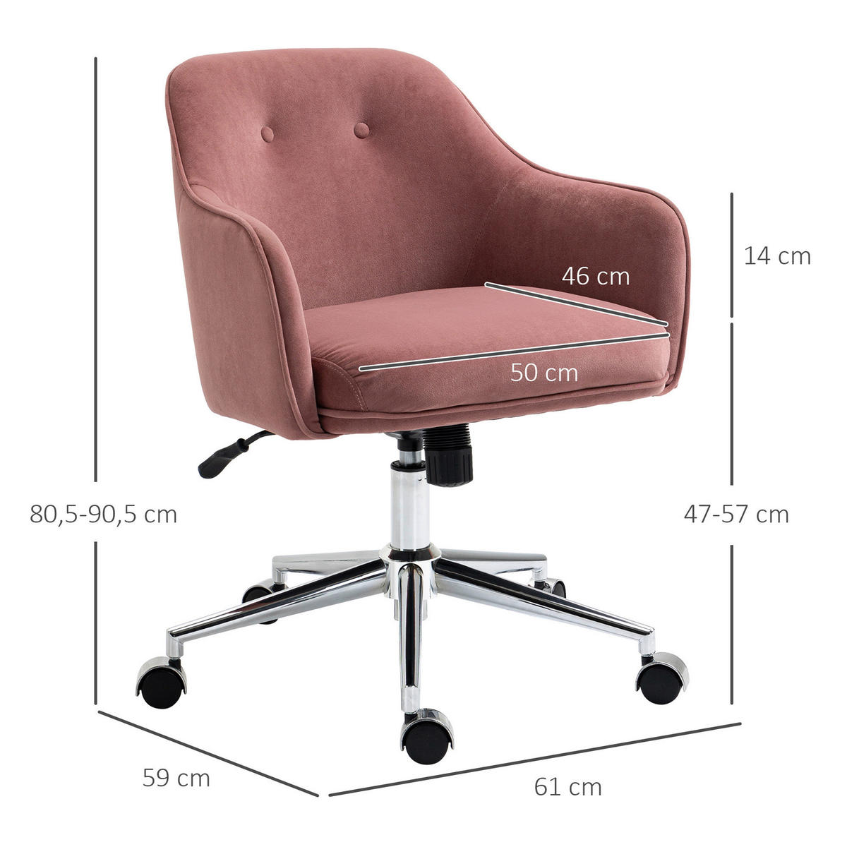 Drehstuhl 921-459RD rot 921-459RD - rot (61,00/80,50/59,00cm) - Vinsetto