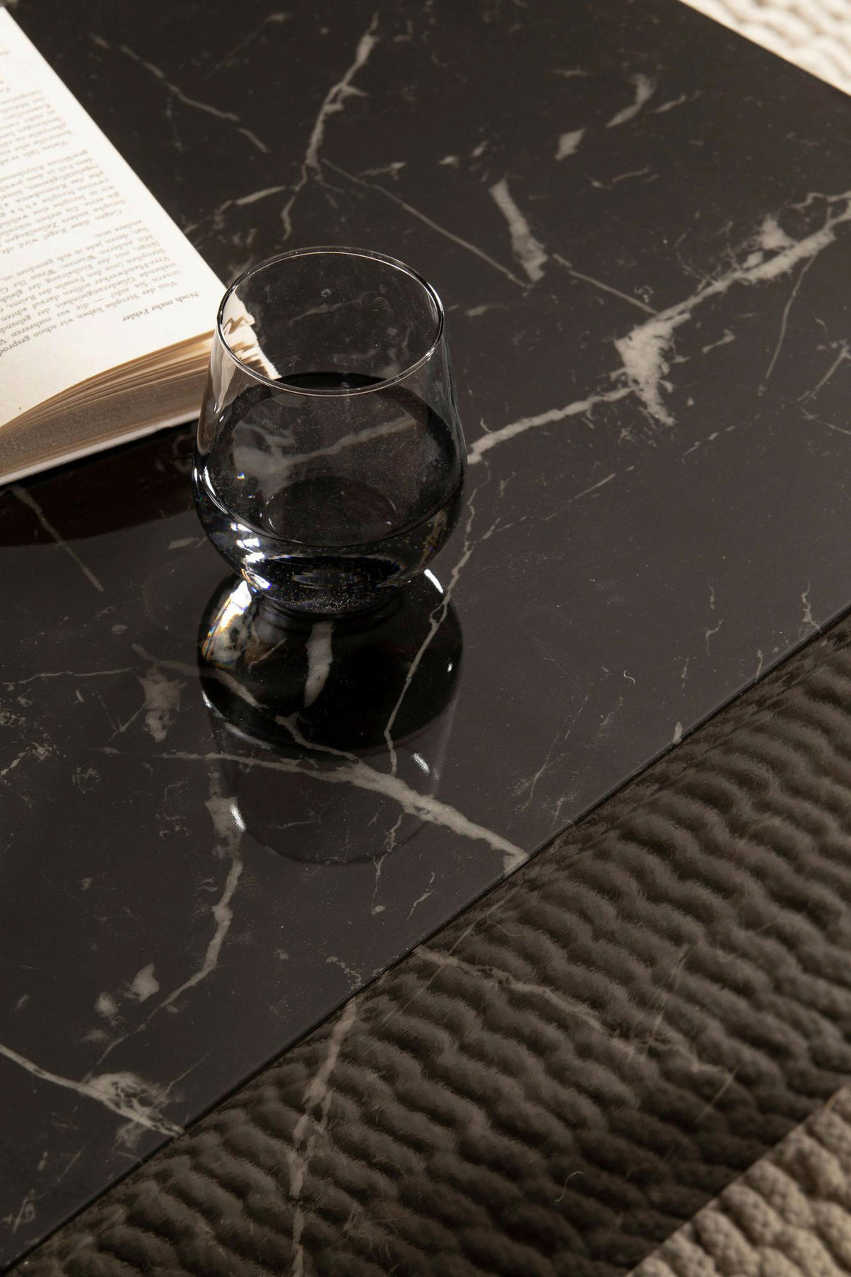 Couchtisch schwarz Marmor Optik B/H/T: ca. 60x35x60 cm Couchtisch - schwarz (60,00/35,00/60,00cm) - Wohnling