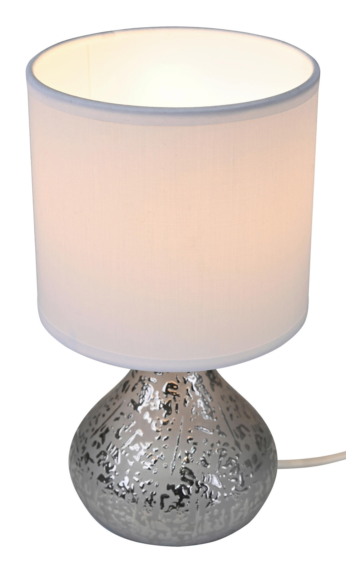 POCOline Keramik_Tischleuchte silber Keramik B/H/L: ca. 14x25x14 cm E14 1 Brennstellen Tischleuchte-Keramik_Auri - silber (14,00/14,00/25,00cm) - POCOline