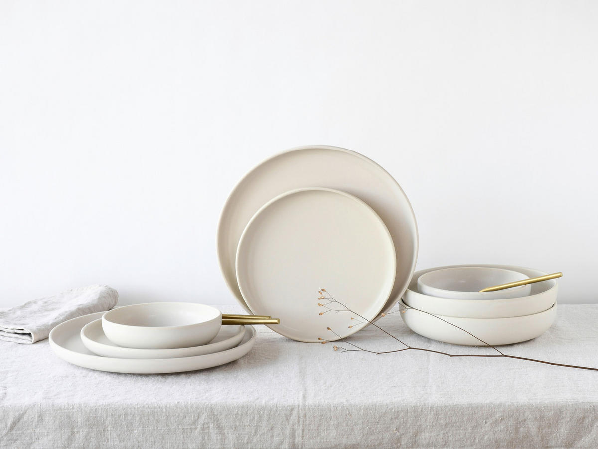 CreaTable Tafelservice Uno weiß Steinzeug 8 tlg. Uno - weiß - CreaTable