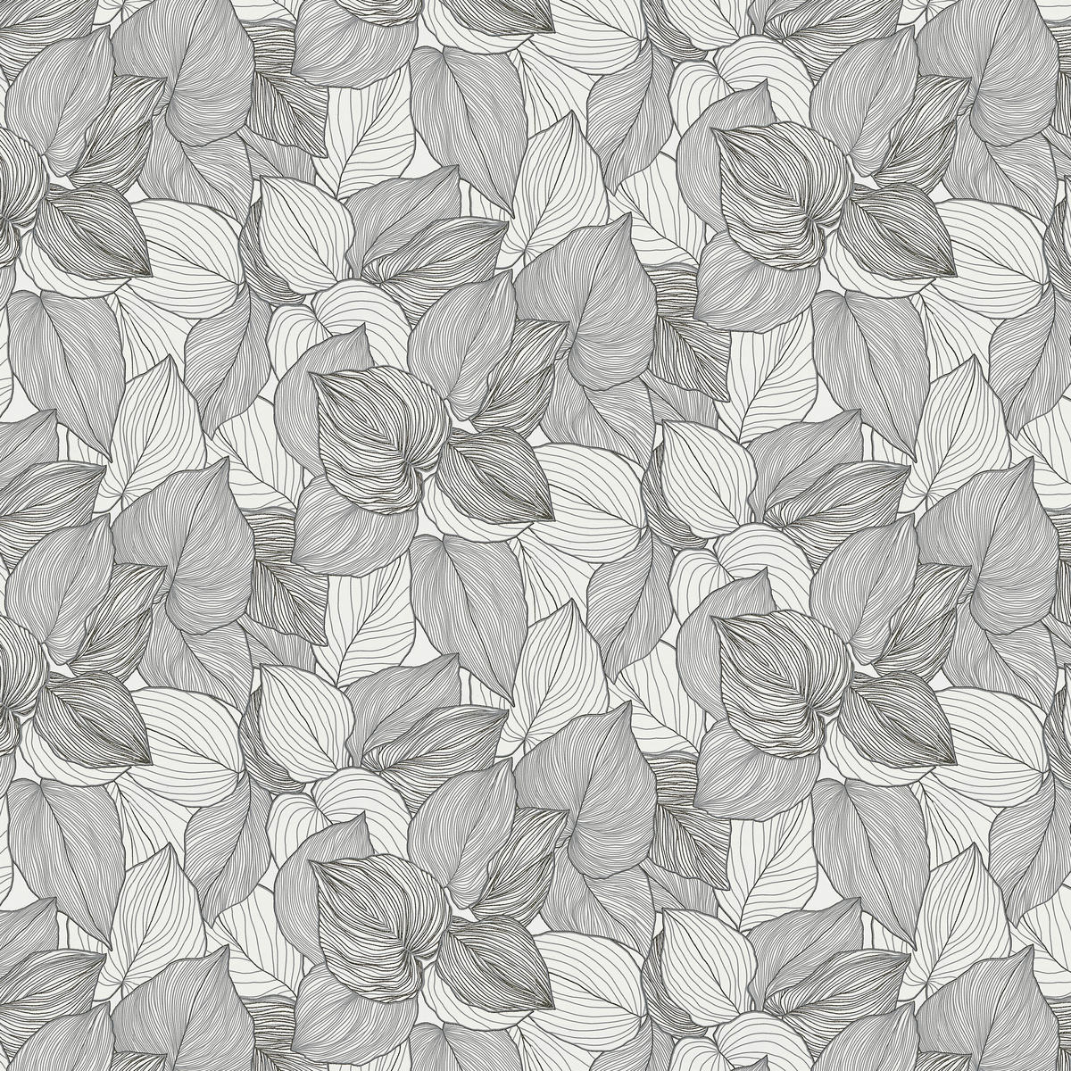 Erismann Vliestapete Blätter weiß schwarz B/L: ca. 53x1005 cm Vliestapete_10381-10 - weiß/schwarz (53,00/1005,00cm) - Erismann