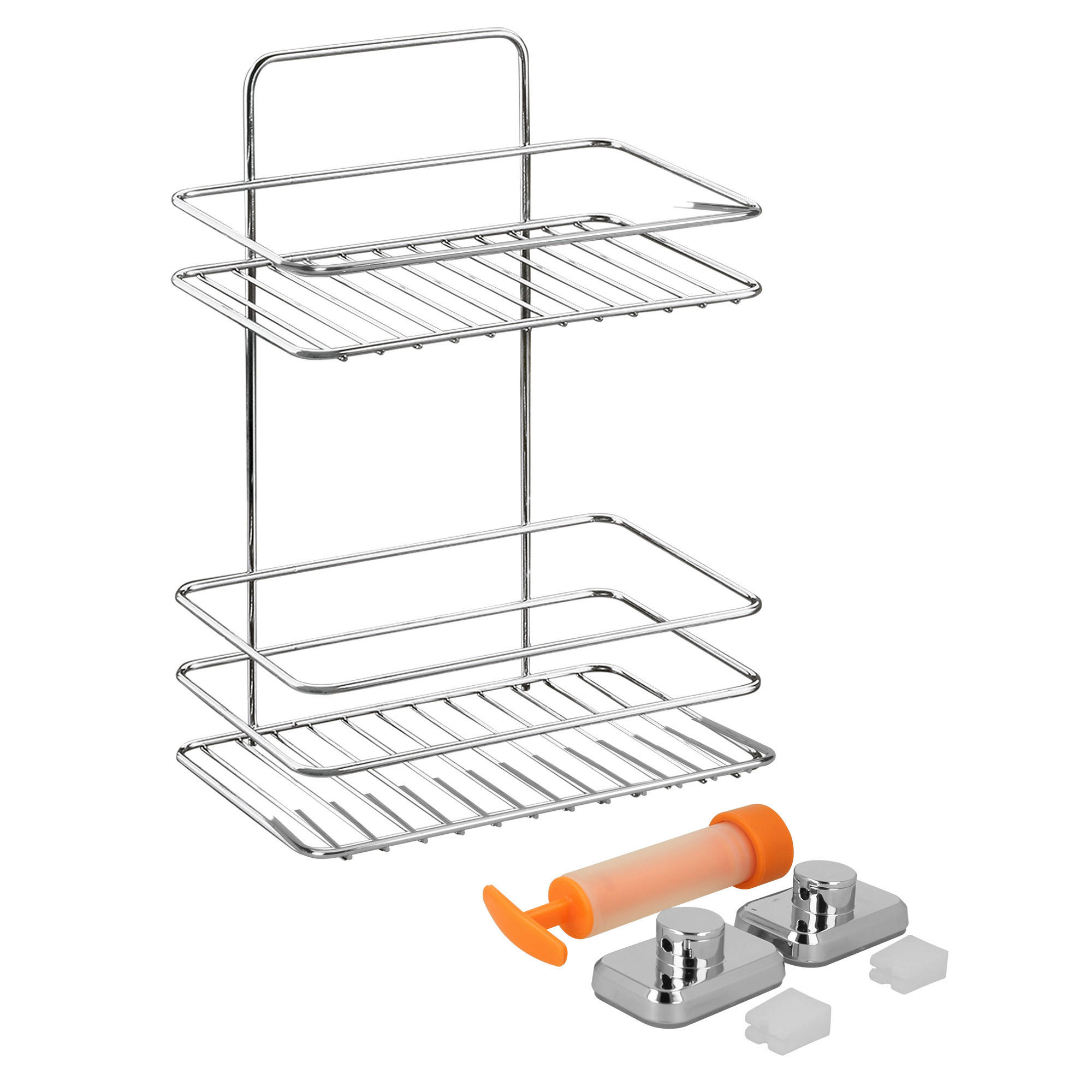 Badregal Chrom Metall Gästehandtuchkorb_Vacuum-Fix 2Etg. - Chrom - Metaltex