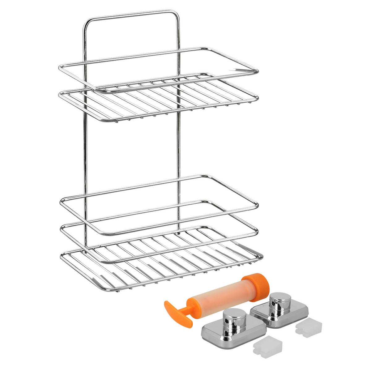 Badregal Chrom Metall Gästehandtuchkorb_Vacuum-Fix 2Etg. - Chrom - Metaltex