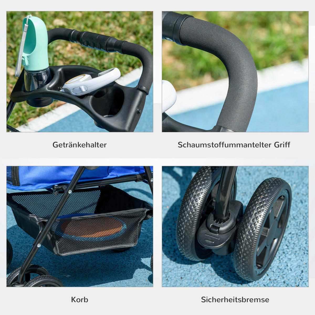 PawHut Hunde-Zubehör blau Edelstahl B/H/L: ca. 45x67x96 cm Hundewagen - blau (96,00/45,00/67,00cm) - PawHut