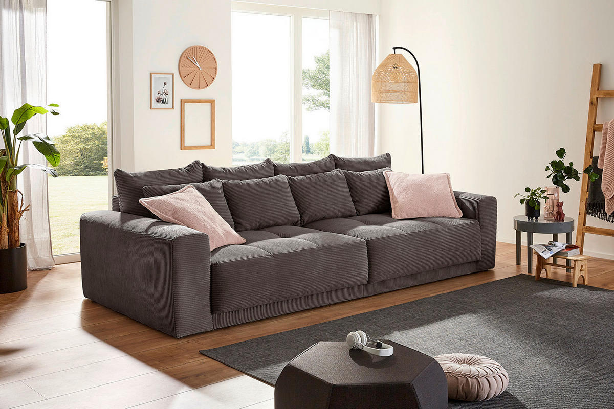 Big Sofa grau Microfaser B/H/T: ca. 298x80x135 cm Colombo_Big-Sofa - schwarz/grau (298,00/80,00/135,00cm)
