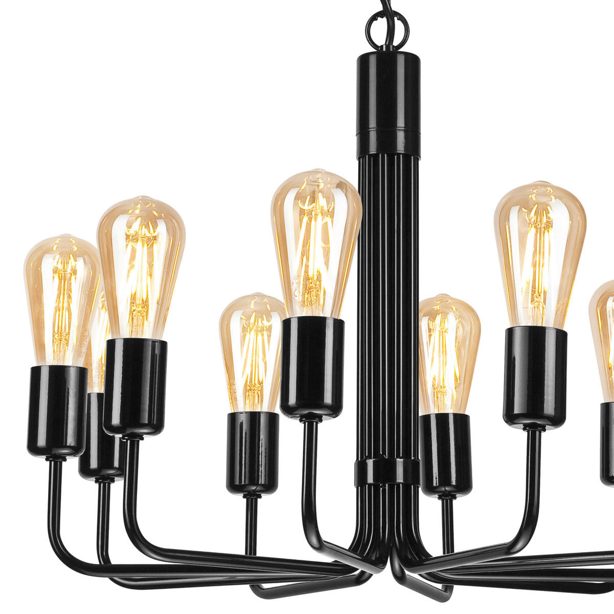 Lamkur Pendelleuchte schwarz Stahl B/H/L: ca. 54x98x54 cm E27 10 Brennstellen TIFFANY - schwarz (54,00/54,00/98,00cm) - Lamkur