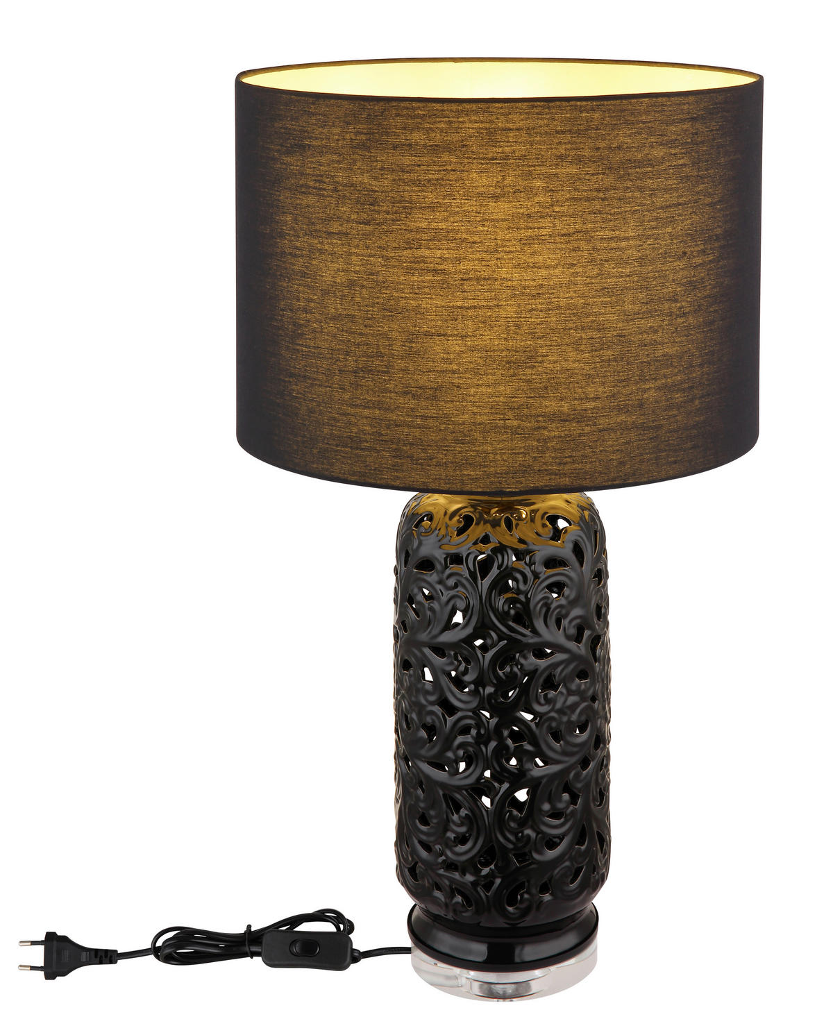 GLOBO Tischleuchte SEBASTIAN 24144B Chrom klar mattschwarz Metall Kunststoff Keramik H/D: ca. 71x40 cm E27 1 Brennstellen SEBASTIAN - klar/Chrom (40,00/71,00cm) - GLOBO
