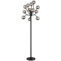 GLOBO Stehleuchte mattschwarz Rauch Metall Glas H/D: ca. 200x62 cm G9 12 Brennstellen RIHA - Rauch/mattschwarz (62,00/200,00cm) - GLOBO