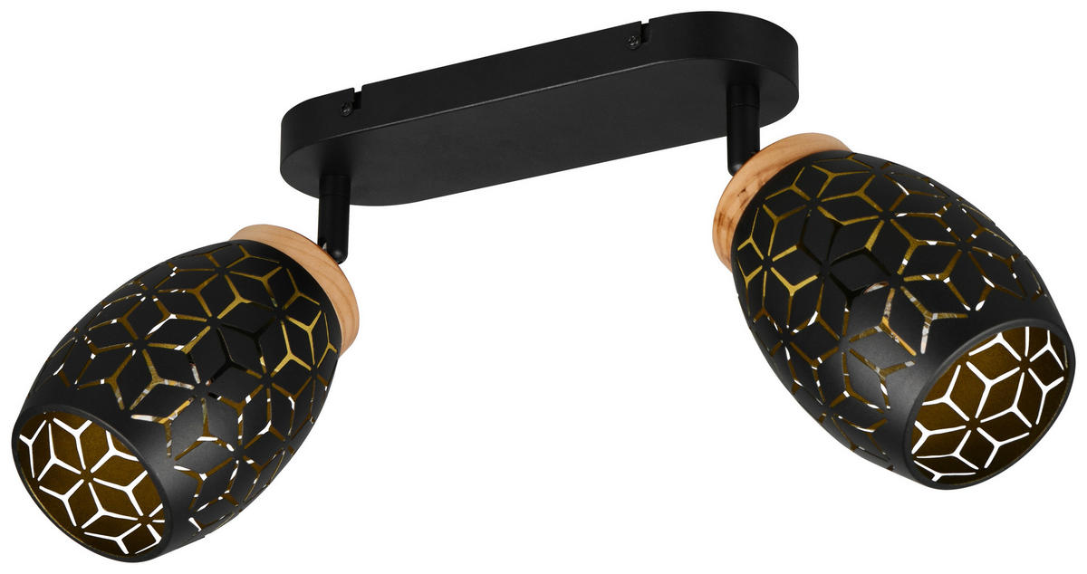 Reality Leuchten Spots schwarz gold Metall B/H/L: ca. 28x27x12 cm E14 2 Brennstellen Spot_Bidar_2 - gold/schwarz (12,00/28,00/27,00cm) - Reality Leuchten