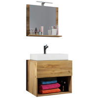 Waschplatz 3tlg-Lendas Eiche Honig Nachbildung weiß B/H/T: ca. 60x107x52 cm 3tlg-Lendas - Eiche/weiß (60,00/107,00/52,00cm) - VCM Möbel