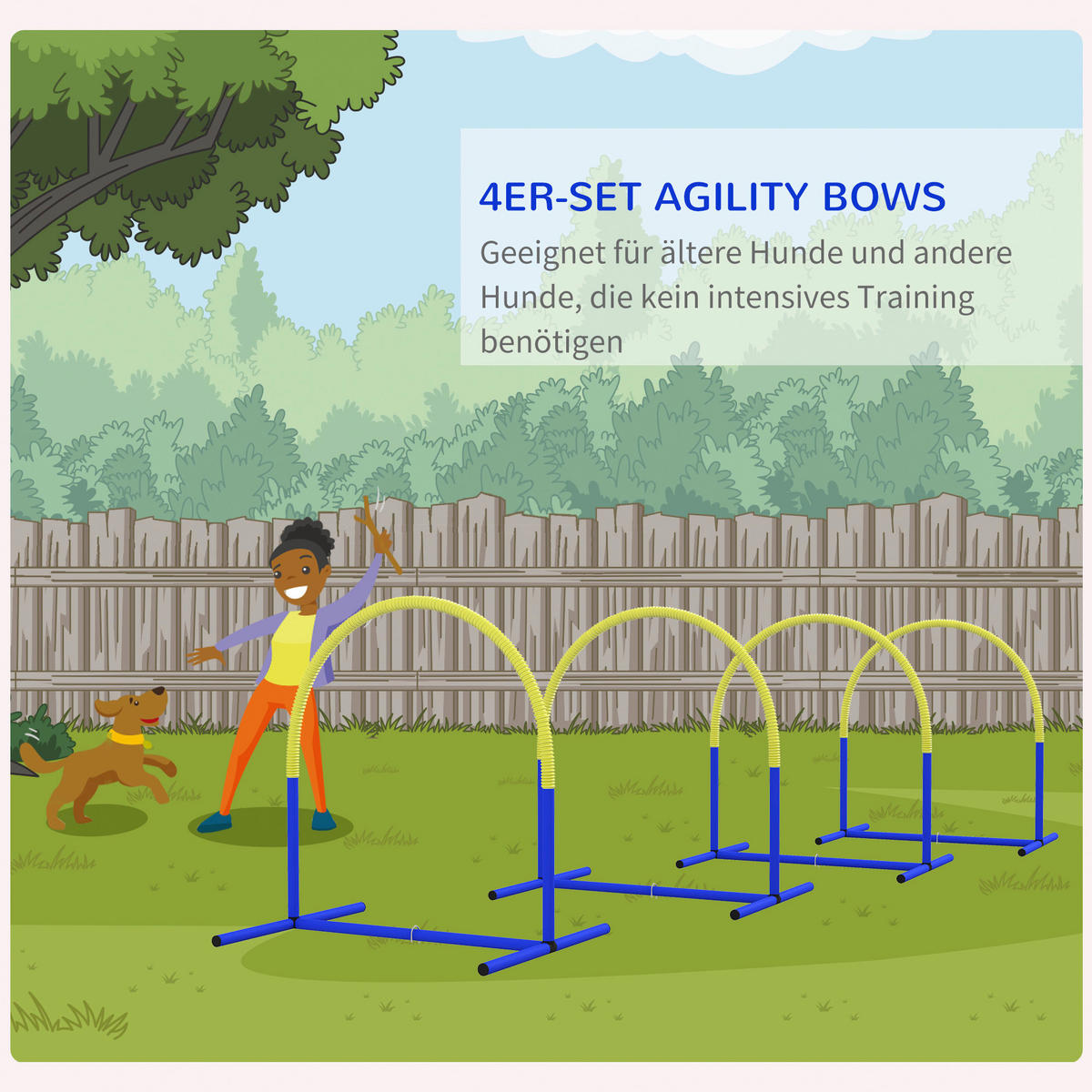 PawHut Hunde-Agility-Set blau Kunststoff B/H/L: ca. 64x95x88 cm Hunde-Agility-Set - blau/gelb (88,00/64,00/95,00cm) - PawHut