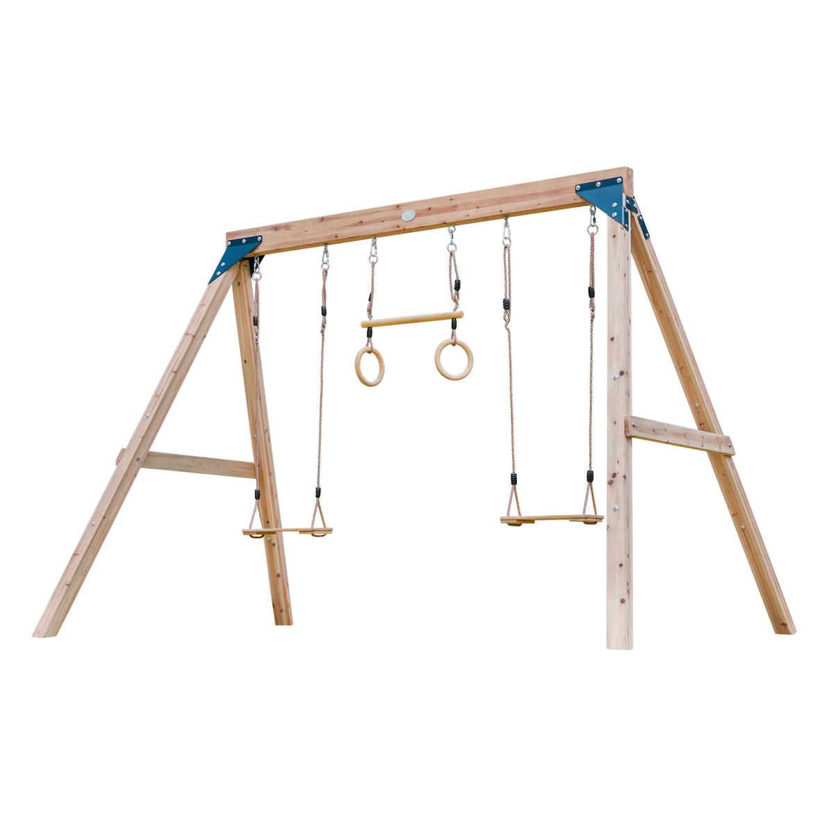 AXI Doppelschaukel Maya blau B/H/L: ca. 186x208x299 cm Maya - braun/blau (299,00/186,00/208,00cm) - AXI