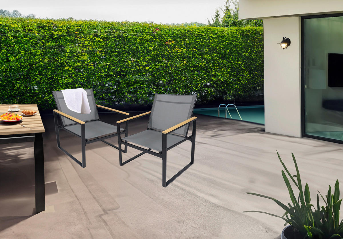 VCM Gartenstuhl anthrazit Textilene B/H/L: ca. 54x83x65 cm Gartenstuhl 4er Set - anthrazit (65,00/54,00/83,00cm) - VCM